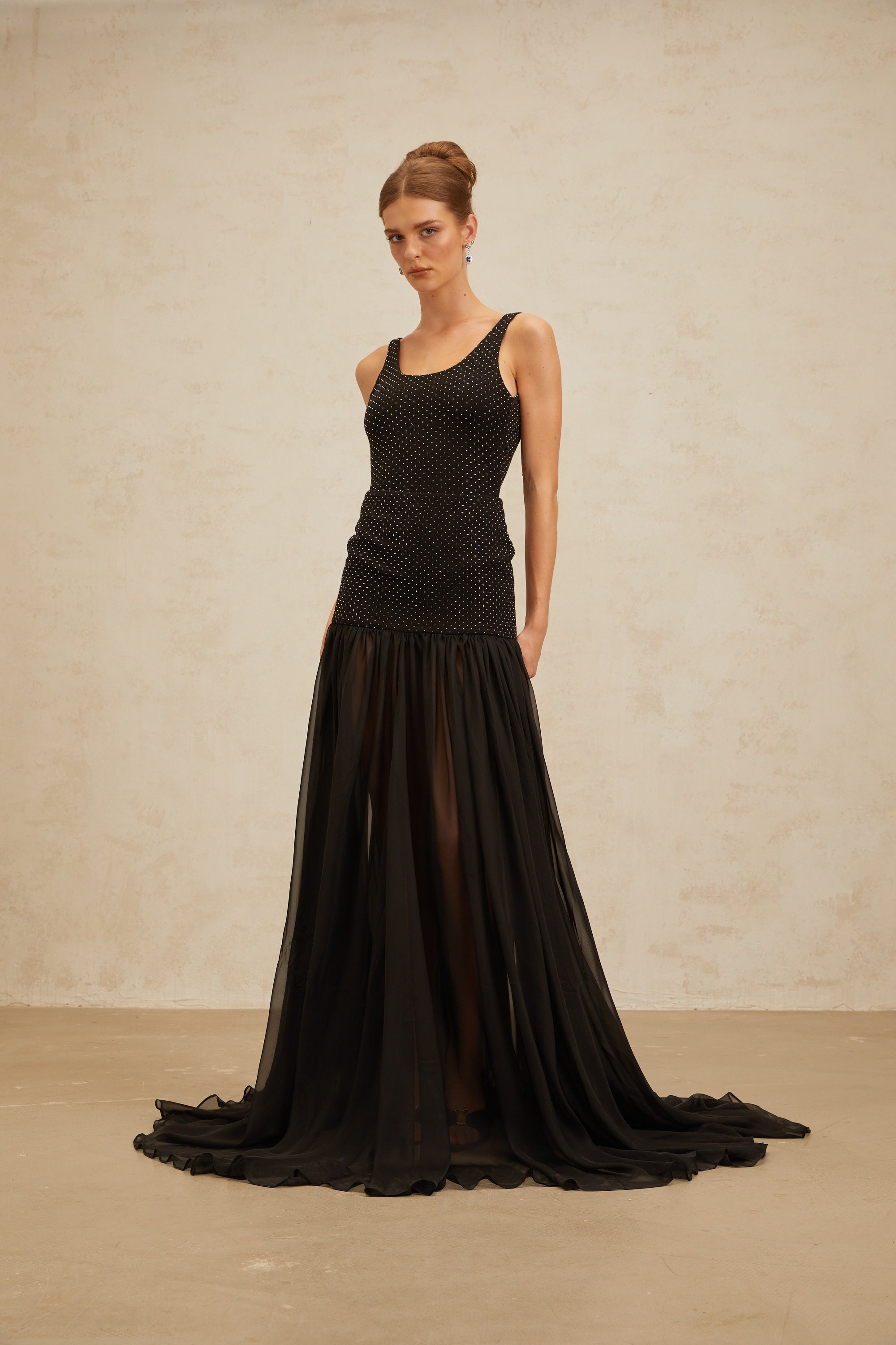 Μαύρο Κορμάκι Estelle Με Στρας Και Διακόσμηση