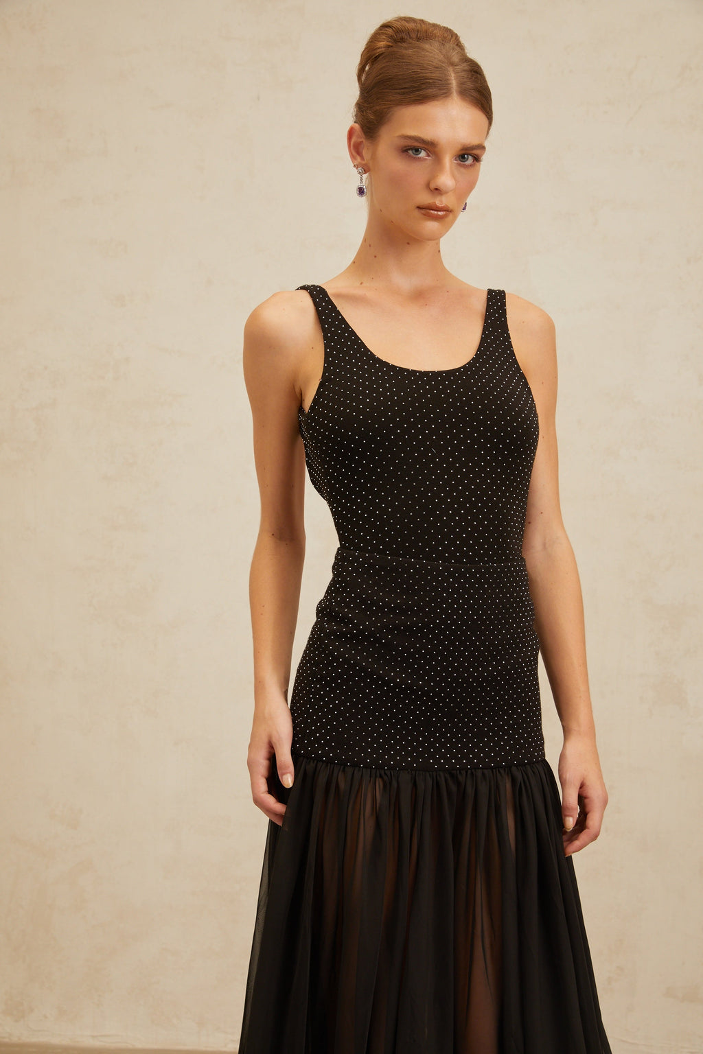 Μαύρο Κορμάκι Estelle Με Στρας Και Διακόσμηση