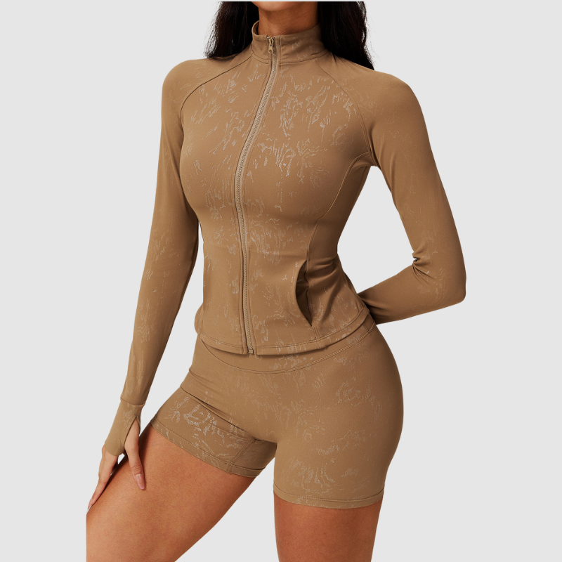 Αθλητικό Ζακετάκι Με Ψηλό Γιακά Και Ανάγλυφο Φερμουάρ