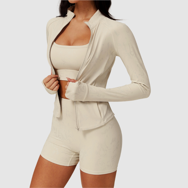 Αθλητικό Ζακετάκι Με Ψηλό Γιακά Και Ανάγλυφο Φερμουάρ