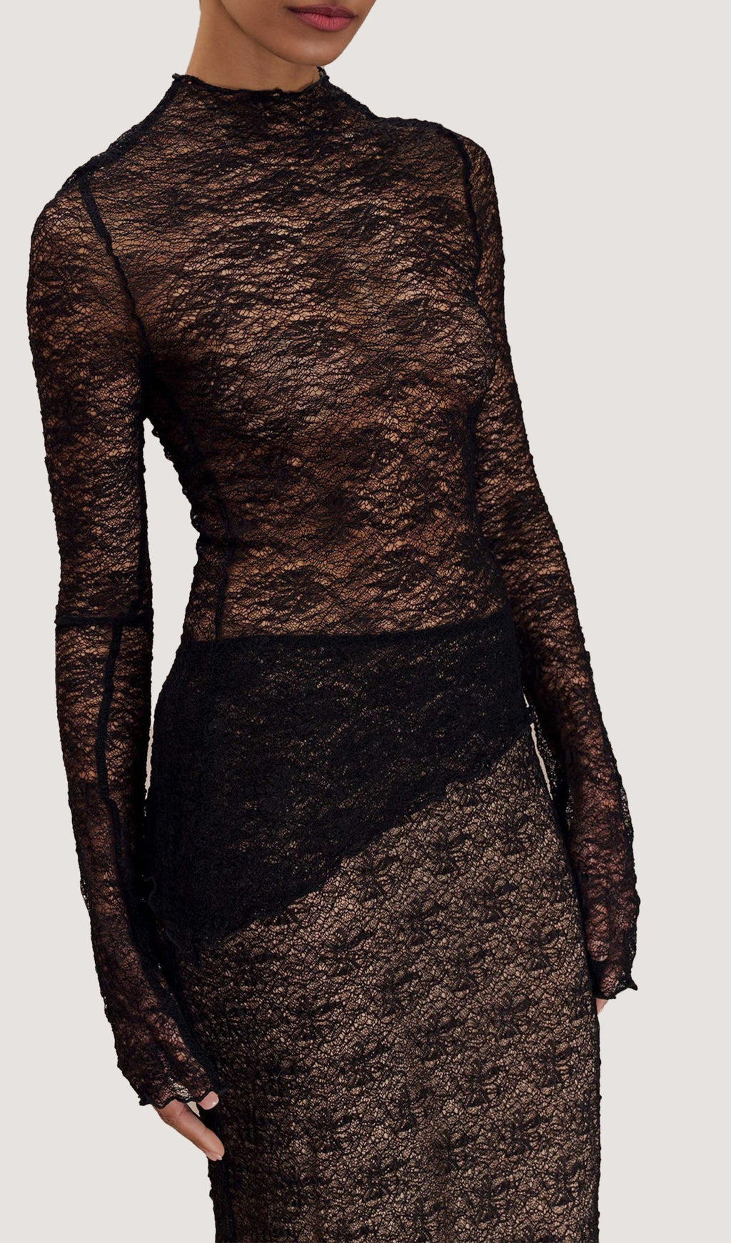 Σετ Φούστας Και Τοπ Με Διαφανή Δαντέλα