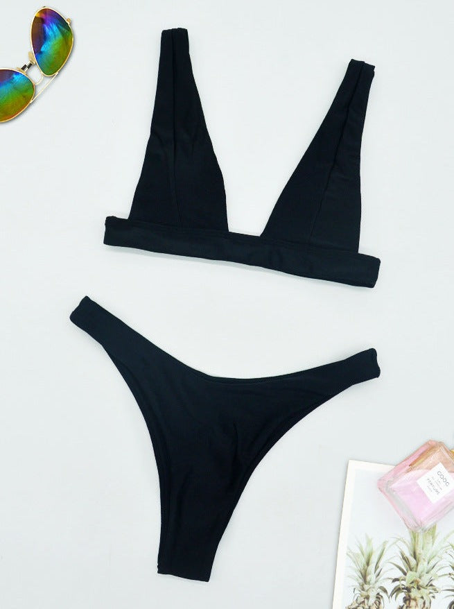 Μαύρο Σετ Μπικίνι Με Σταυρωτό Τελείωμα Και Χιαστί Τελείωμα