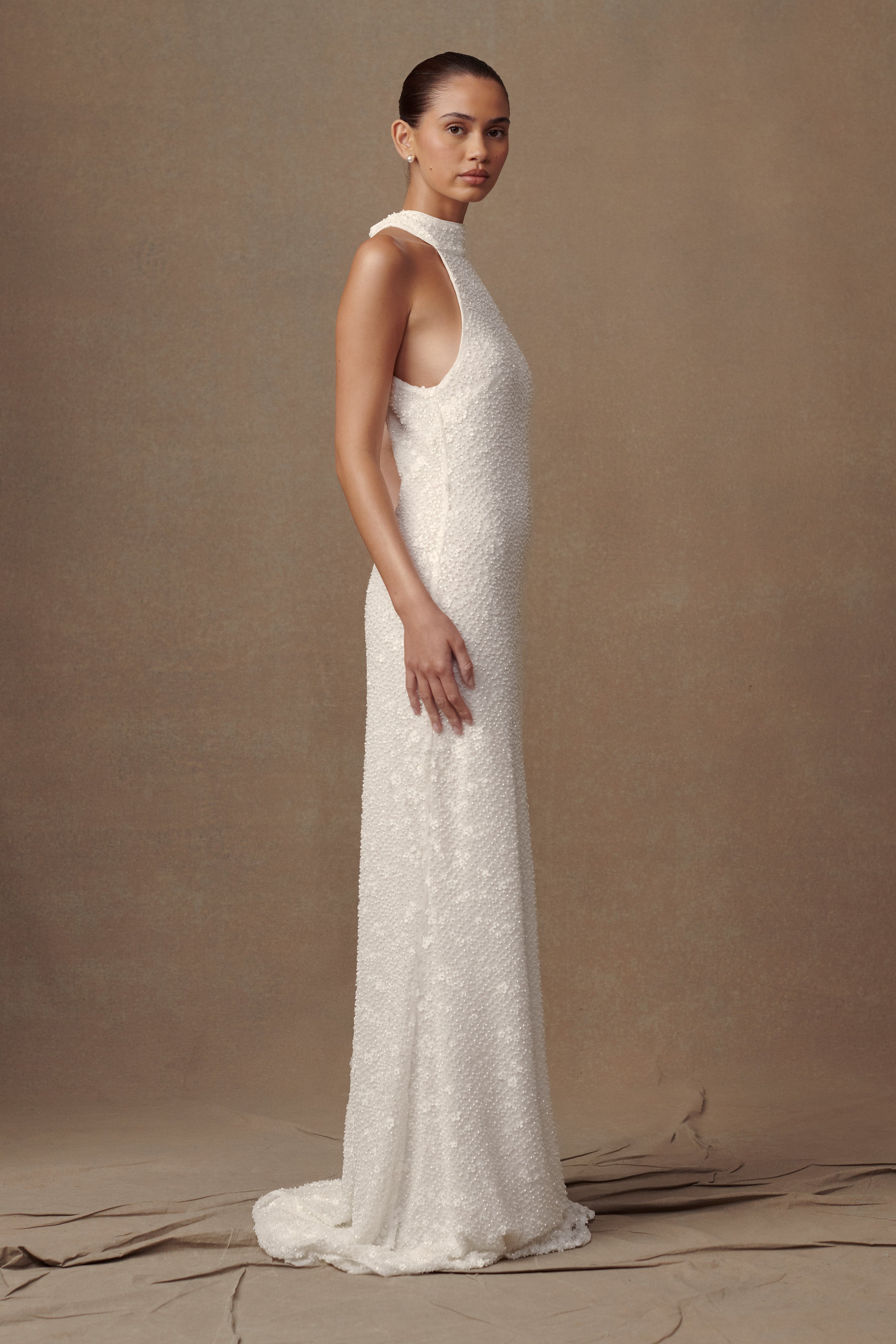 Μακρύ Φόρεμα Με Δαντέλα Και Χείλος - Λευκό