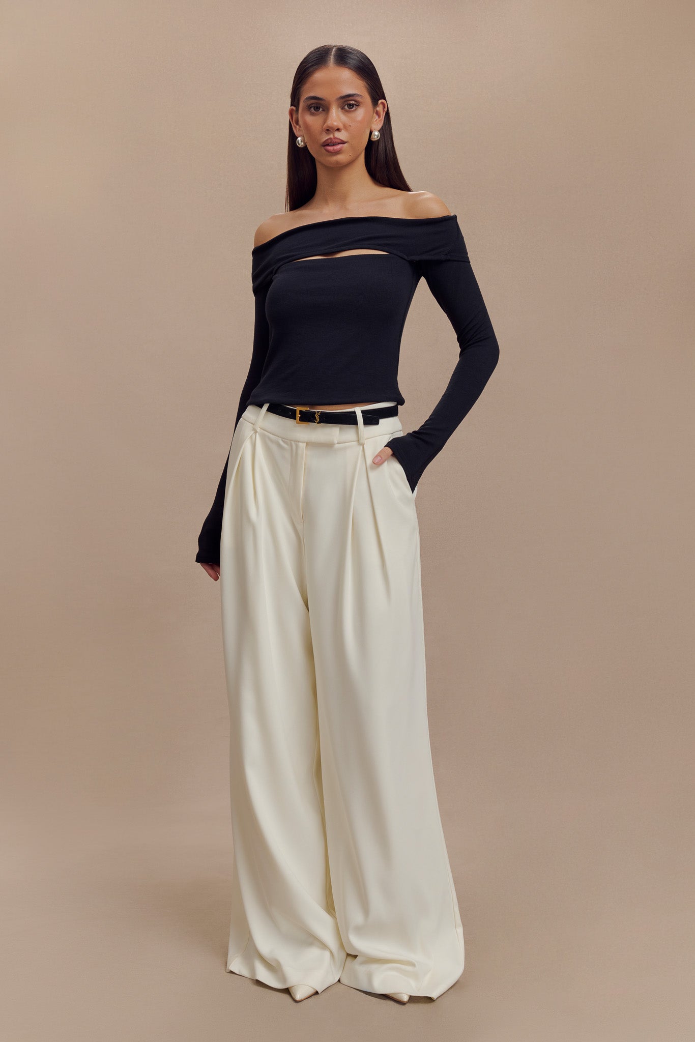 Levaru Briah Κομψό Μοντάλ Μακρυμάνικο Μπλούζα - Μαύρο