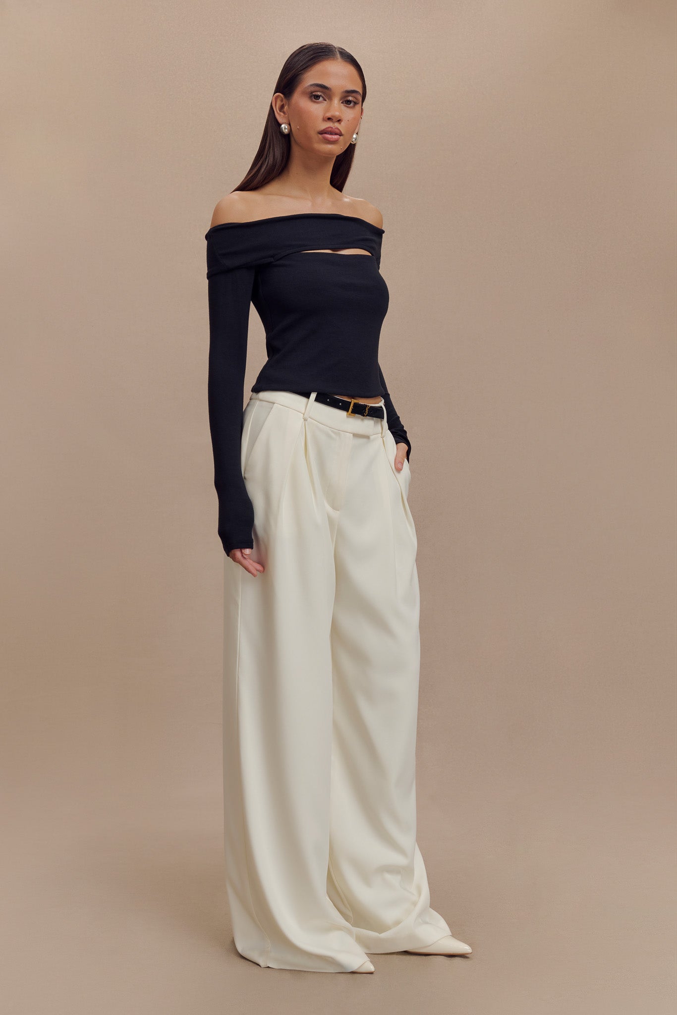 Levaru Briah Κομψό Μοντάλ Μακρυμάνικο Μπλούζα - Μαύρο