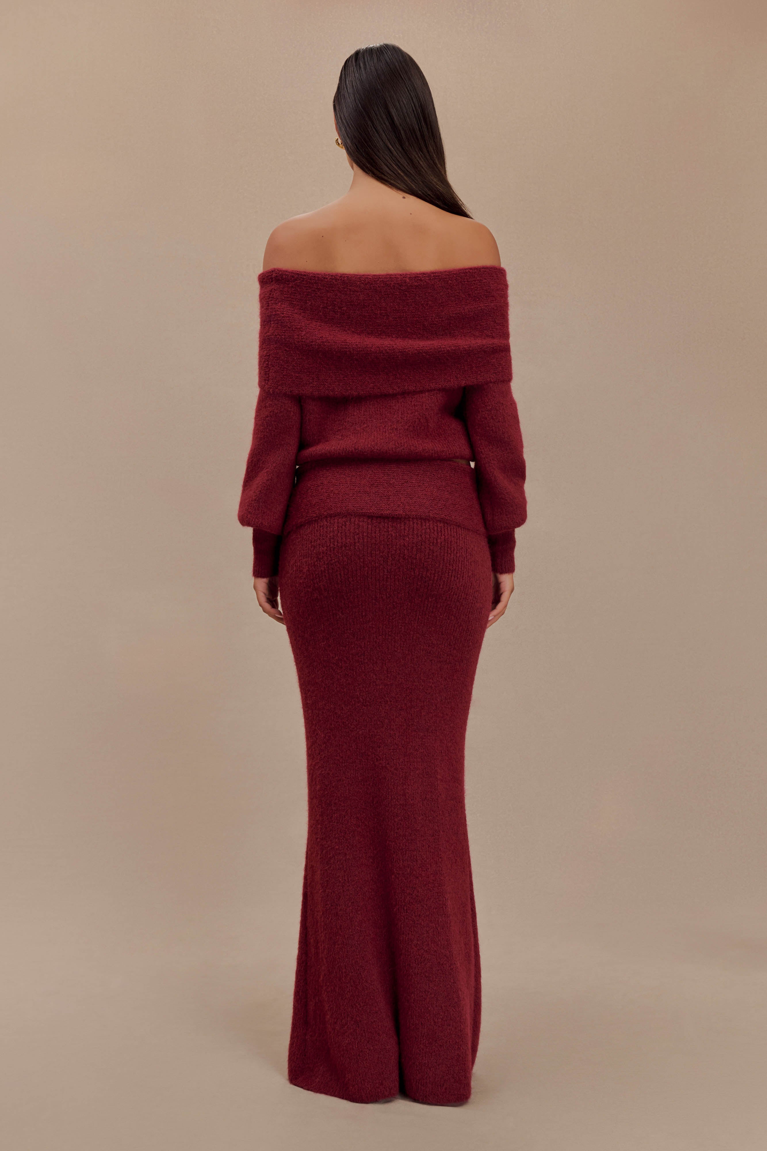 Levaru Charlotte Μπλούζα Με Μακριά Μανίκια Και Έξω Τους Ώμους - Merlot