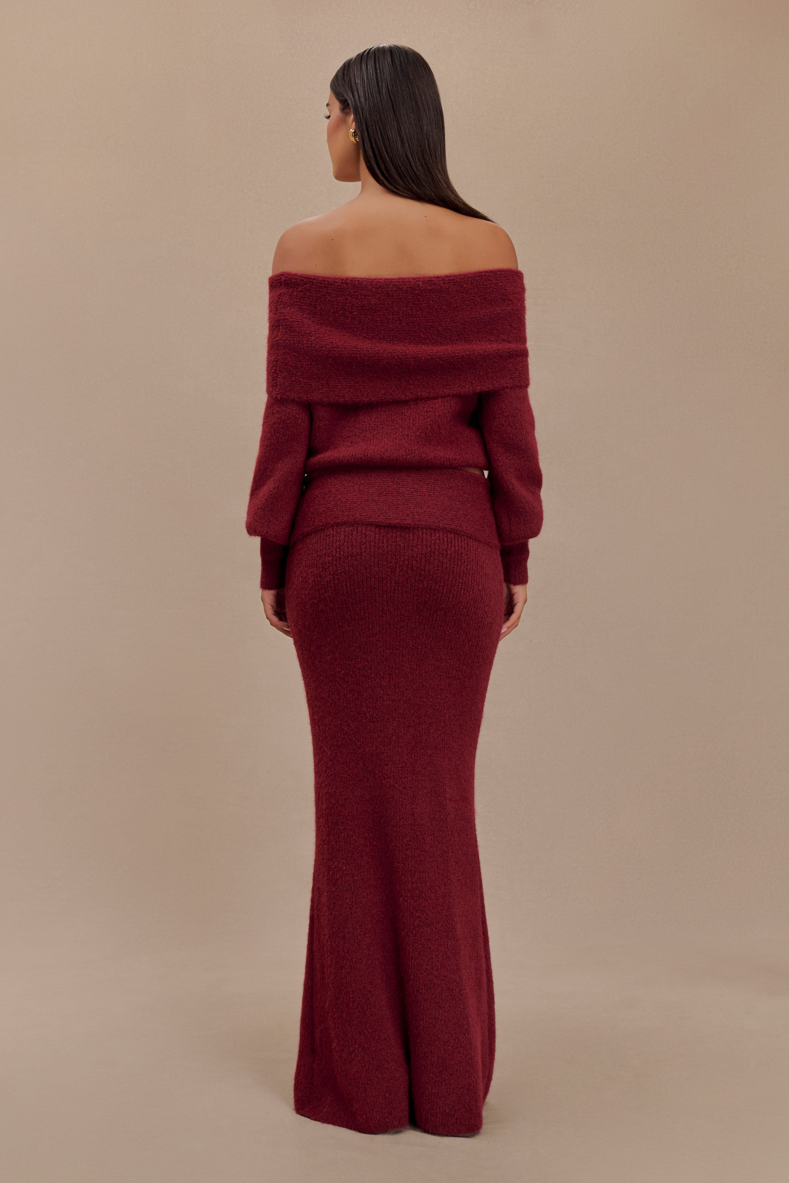 Φούστα Levaru Charlotte Με Πλέξη - Merlot