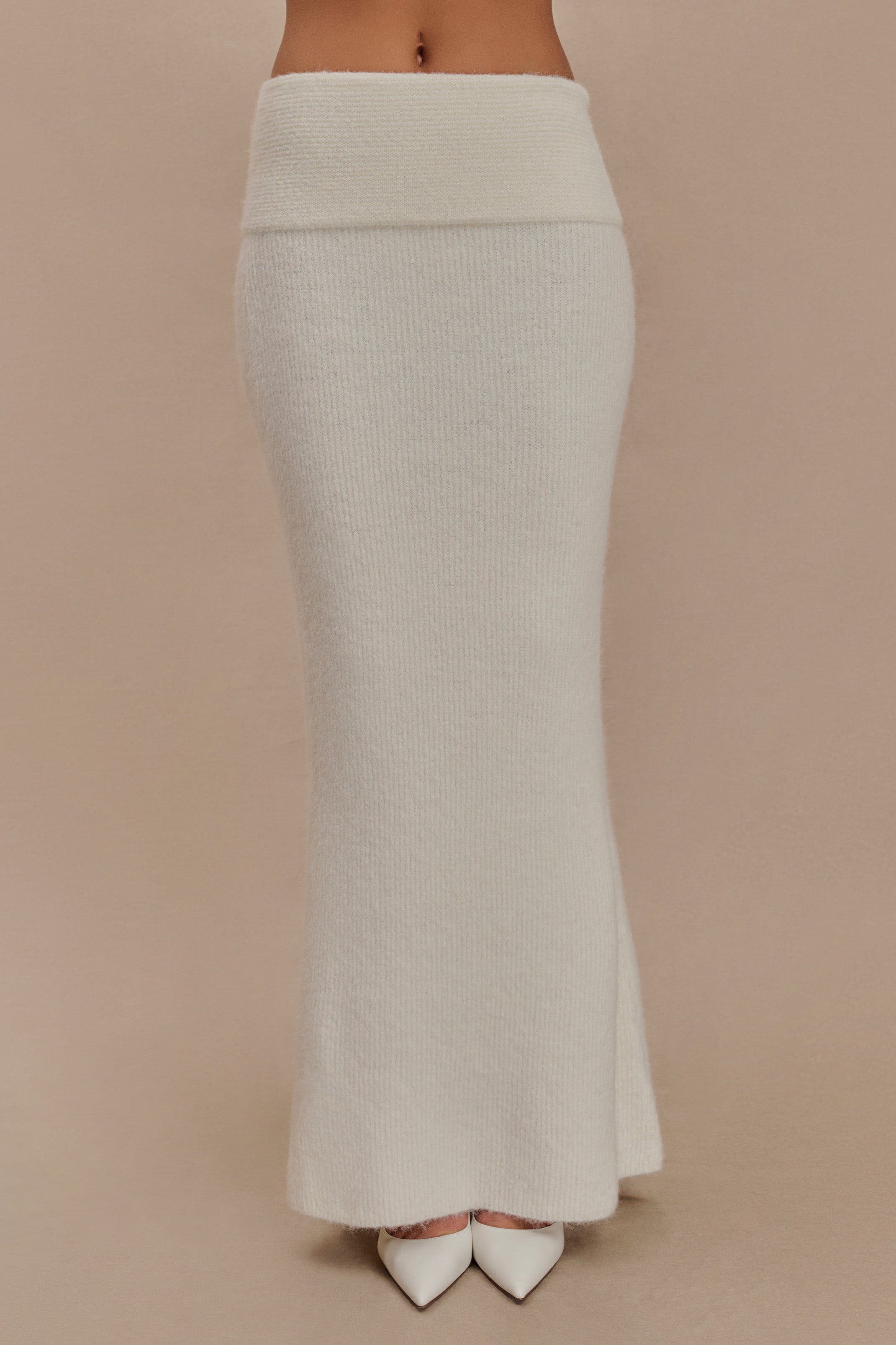 Φούστα Levaru Charlotte Με Πλεκτή Μάξι Επένδυση - Ιβουάρ