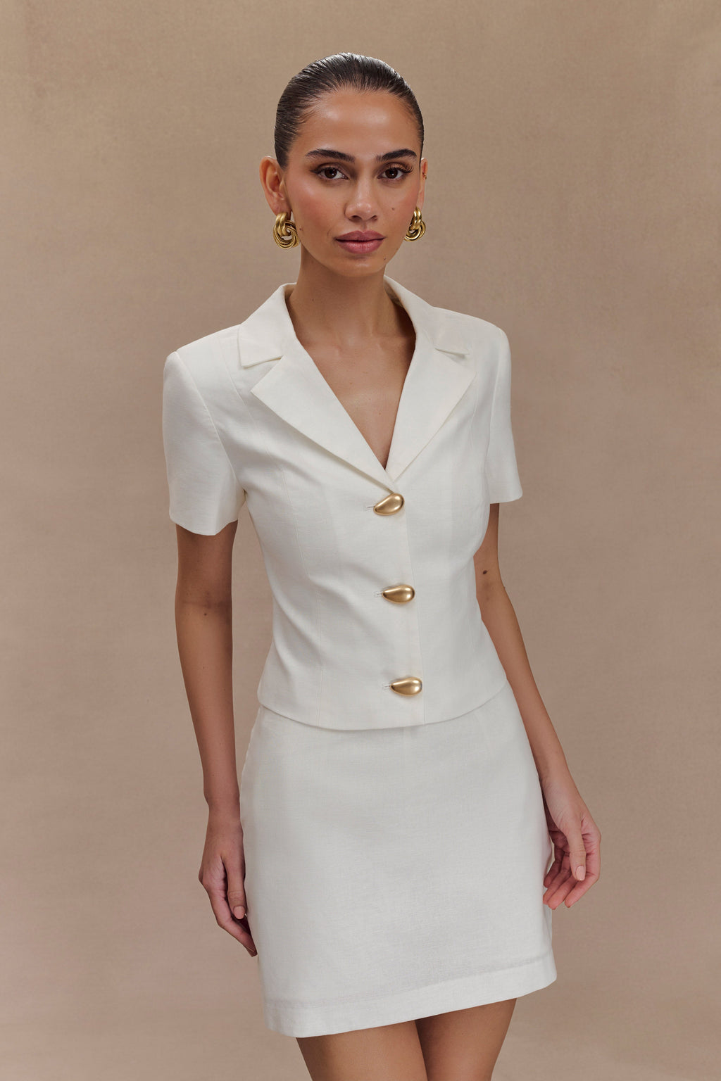 Μίνι Σορτς Ciara Linen - Λευκό