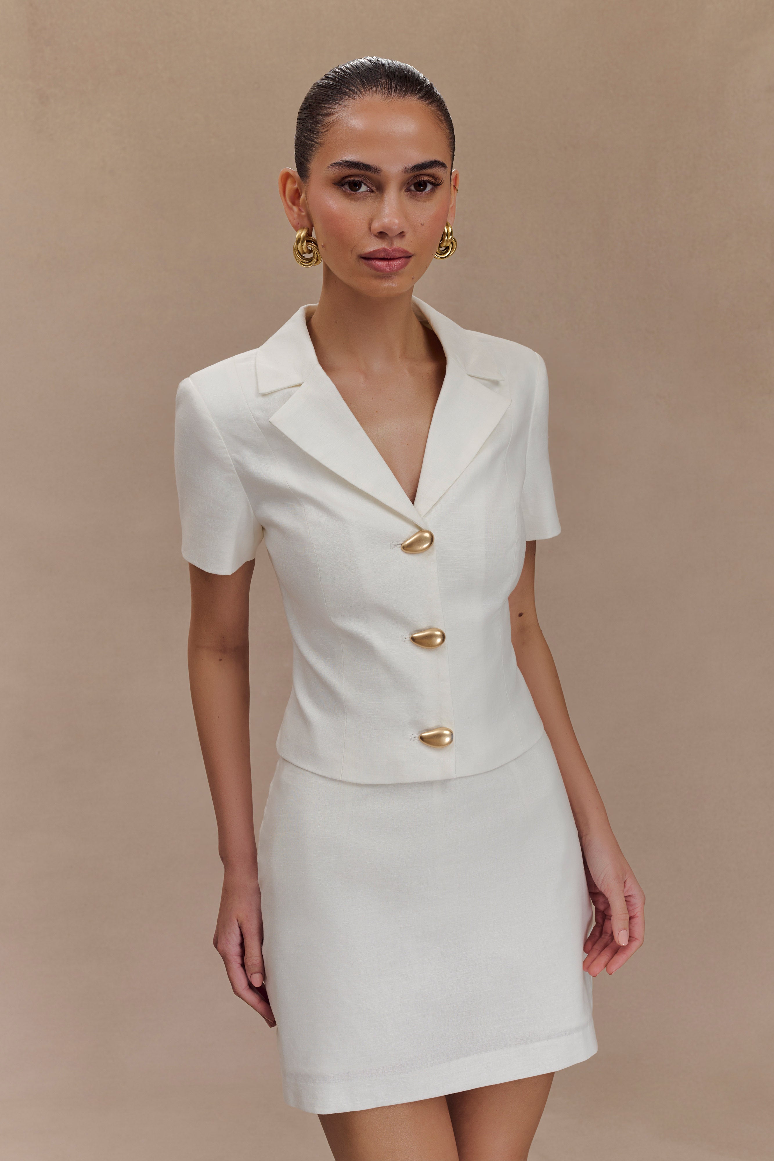 Μίνι Σορτς Ciara Linen - Λευκό