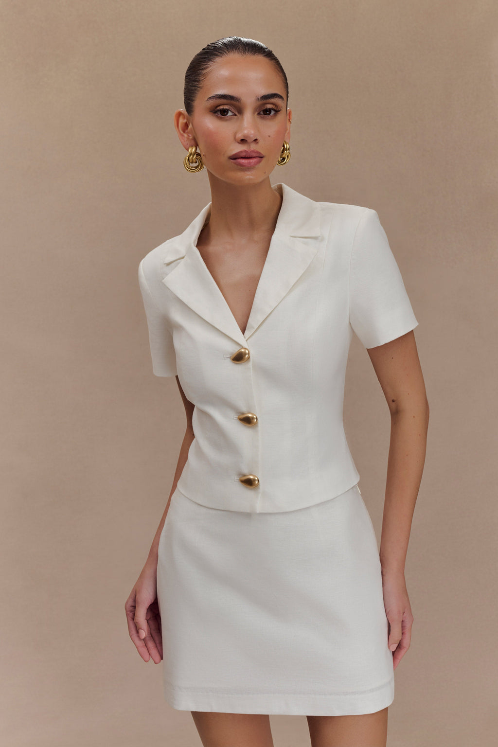 Μίνι Σορτς Ciara Linen - Λευκό