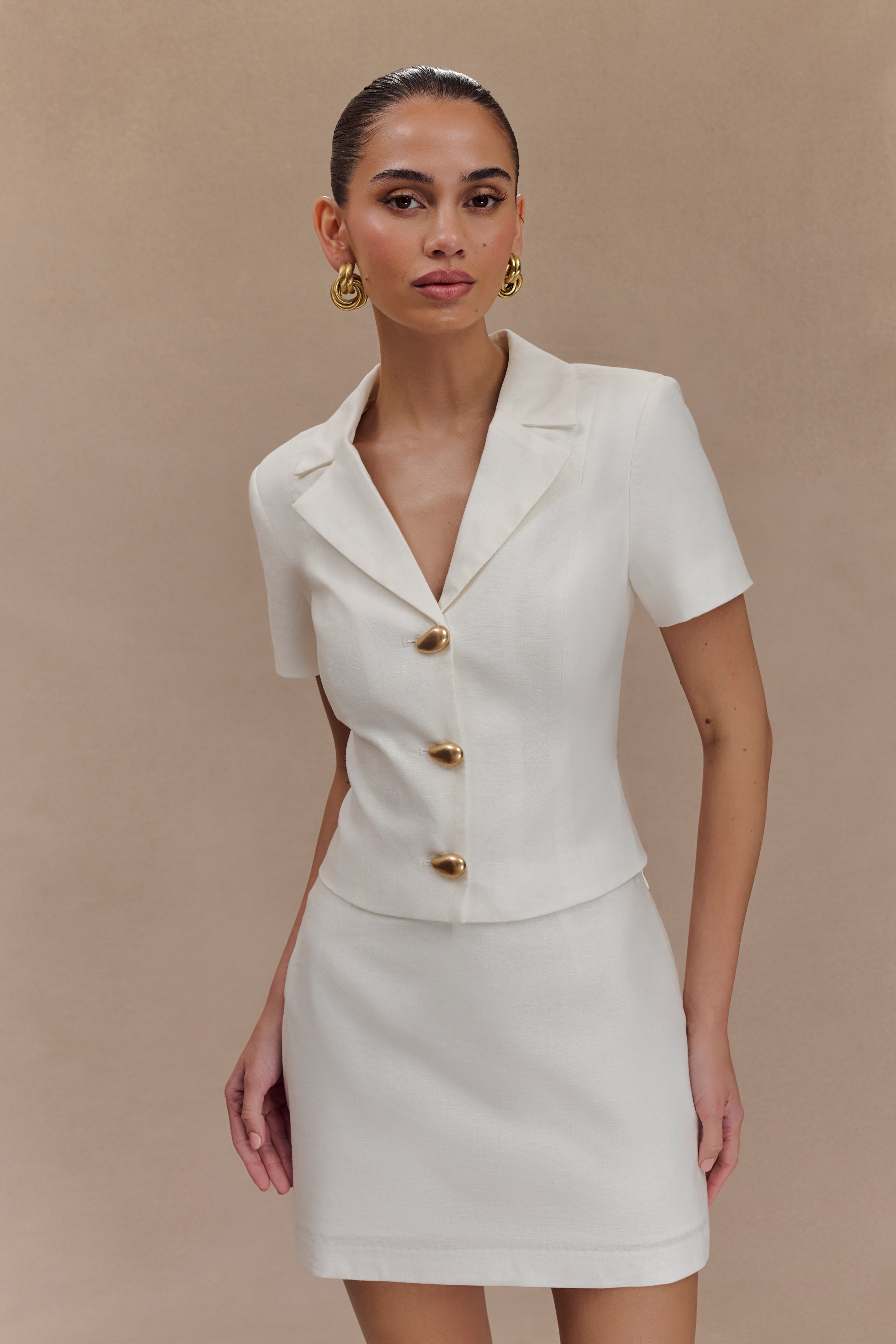 Μίνι Σορτς Ciara Linen - Λευκό