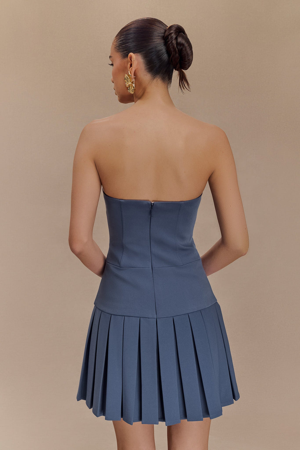 Μίνι Φόρεμα Naya Gathered - Ατσάλινο