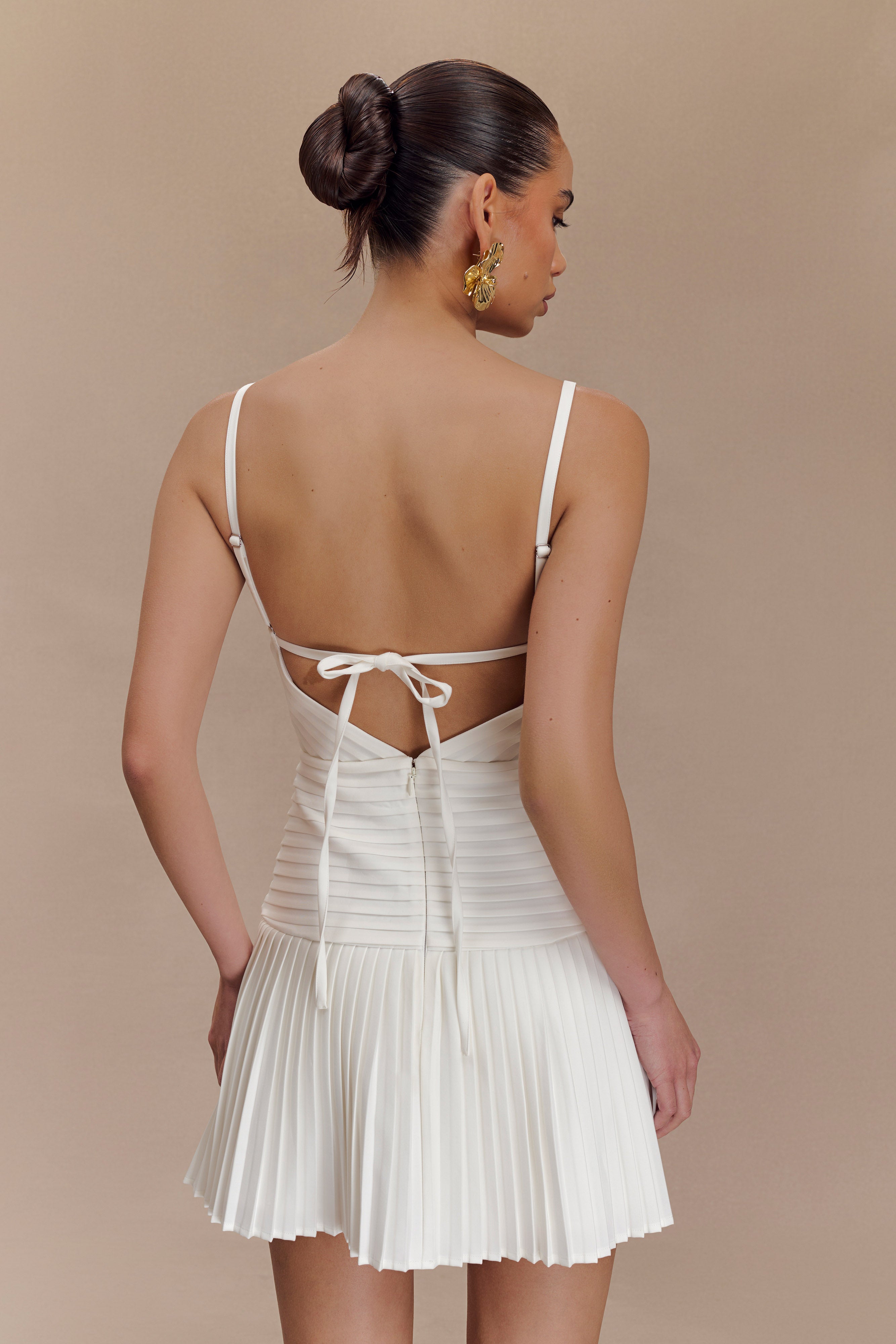 Μίνι Φόρεμα Rylee Με Πολλαπλές Πλισέ - Λευκό