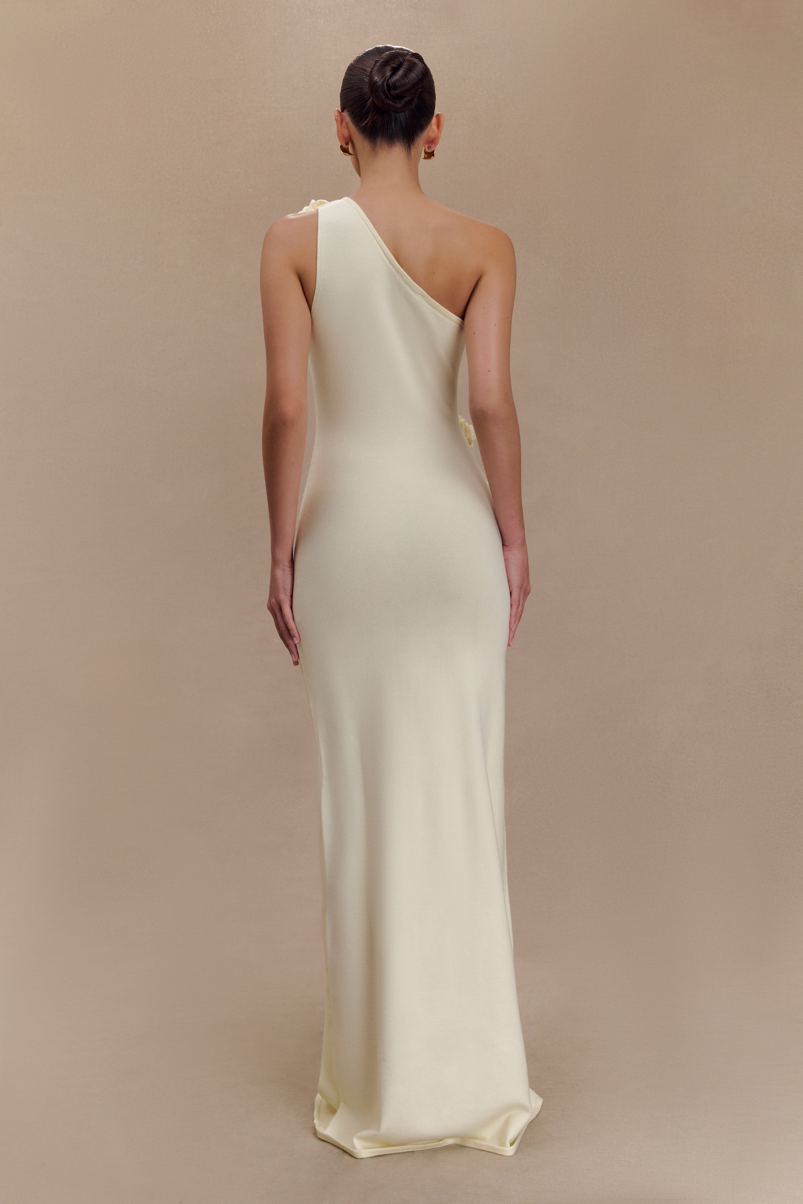 Φόρεμα Paloma Με Φλοράλ Και Έναν Ώμο, Πλεκτό Μάξι - Ιβουάρ