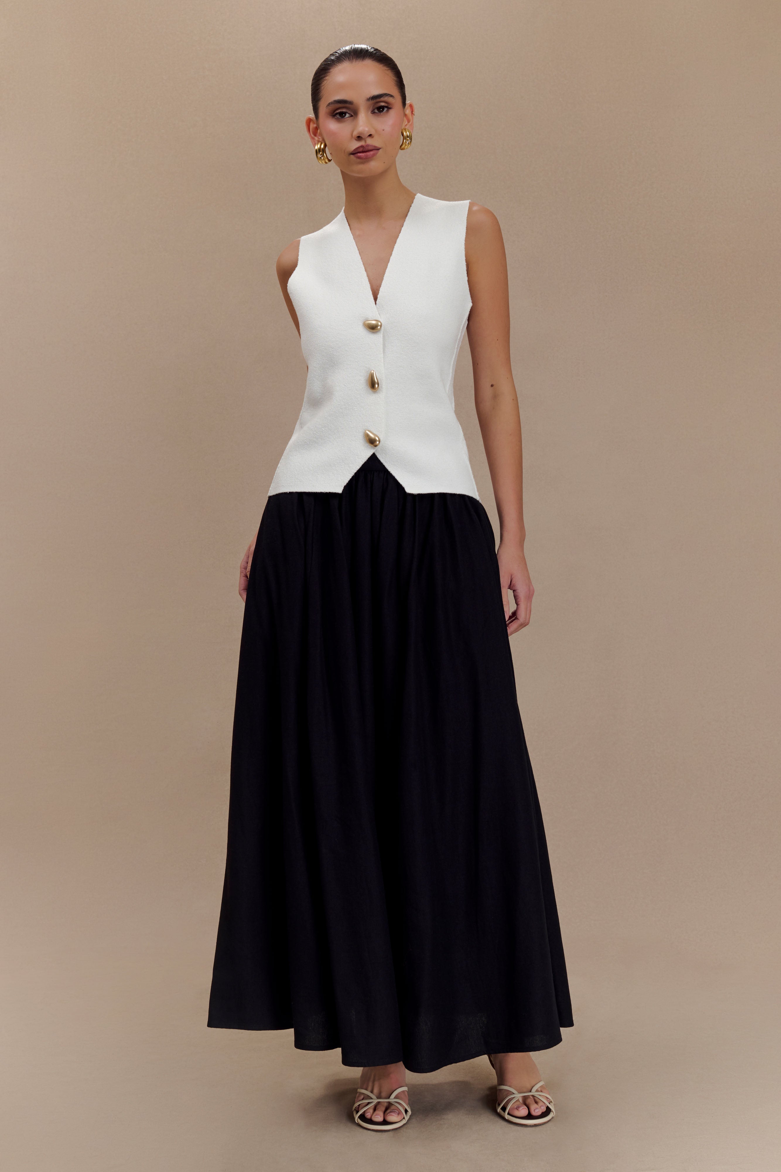 Φούστα Clarence Linen Σε Γραμμή Α - Μαύρη