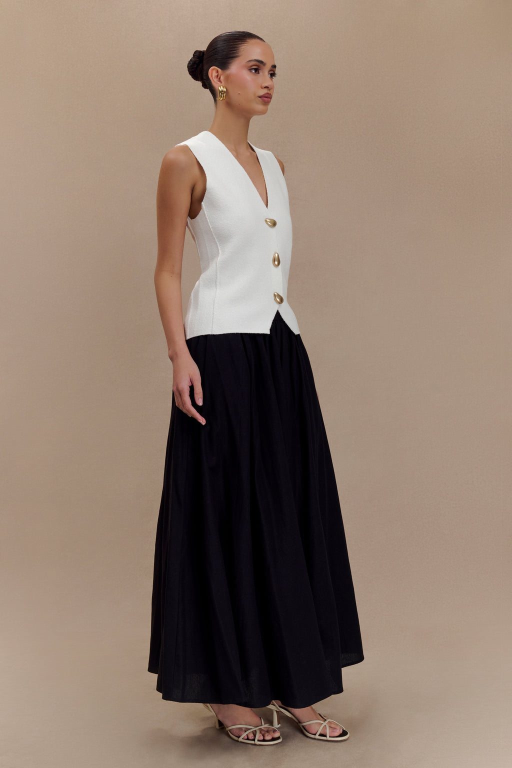 Φούστα Clarence Linen Σε Γραμμή Α - Μαύρη