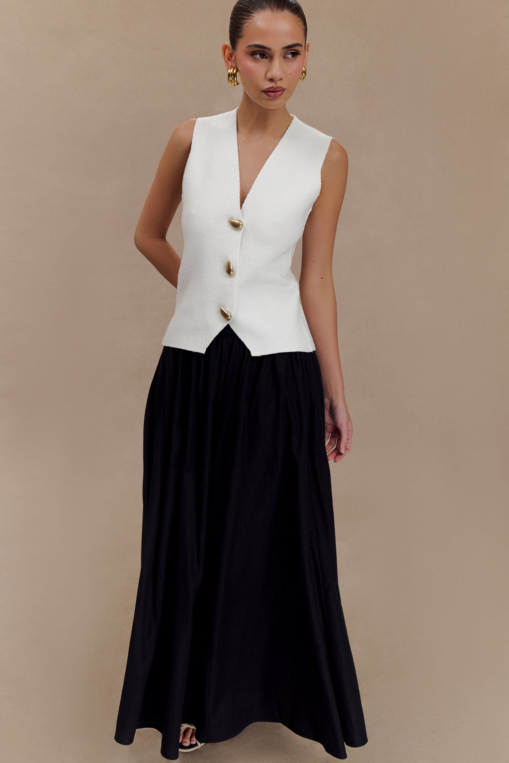 Φούστα Clarence Linen Σε Γραμμή Α - Μαύρη