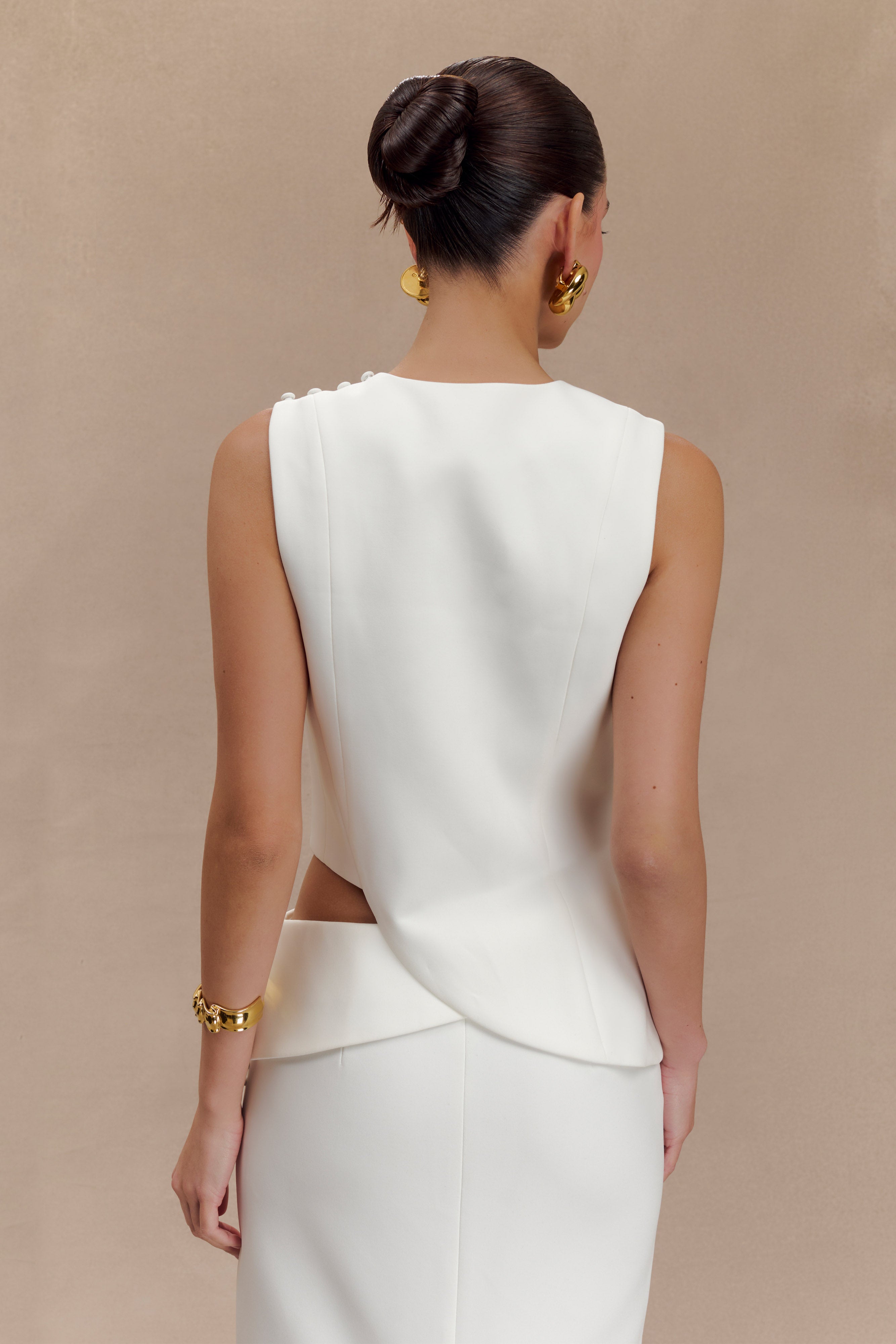 Σετ Ασύμμετρου Αμάνικου Κοστουμιού Astrid - Λευκό