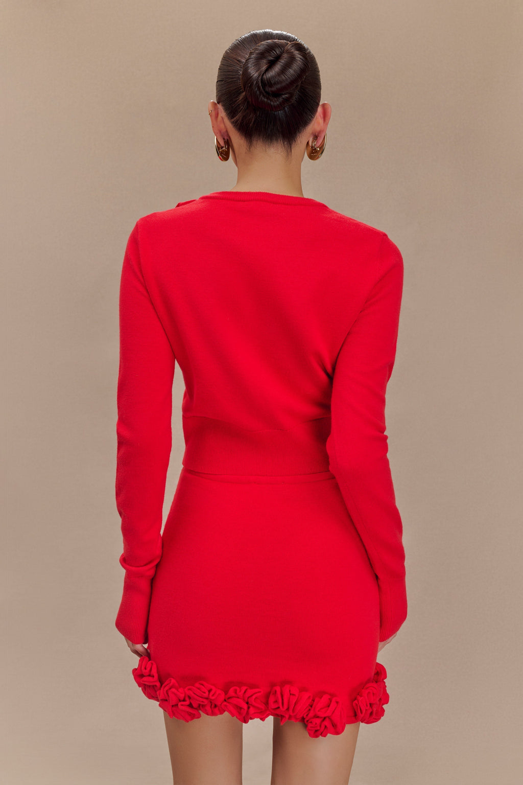 Πλεκτή Ζακέτα Gianna Με Λουλούδια - Κόκκινη