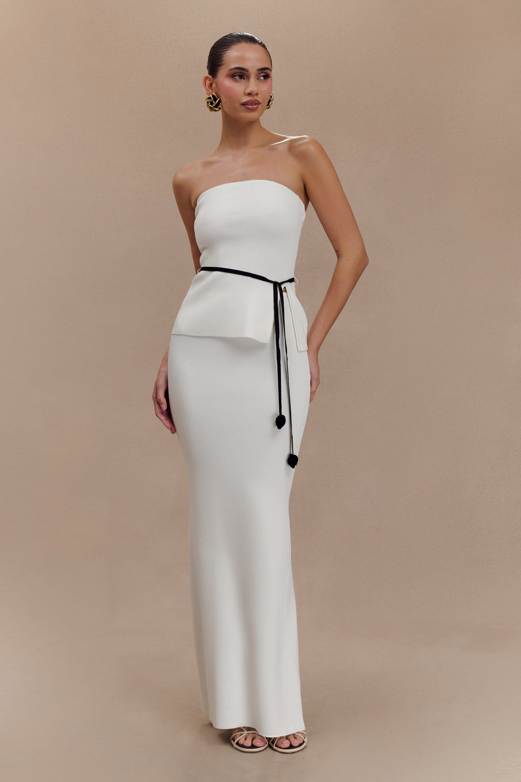 Φούστα Keaton Fishtail Knit Maxi - Λευκή