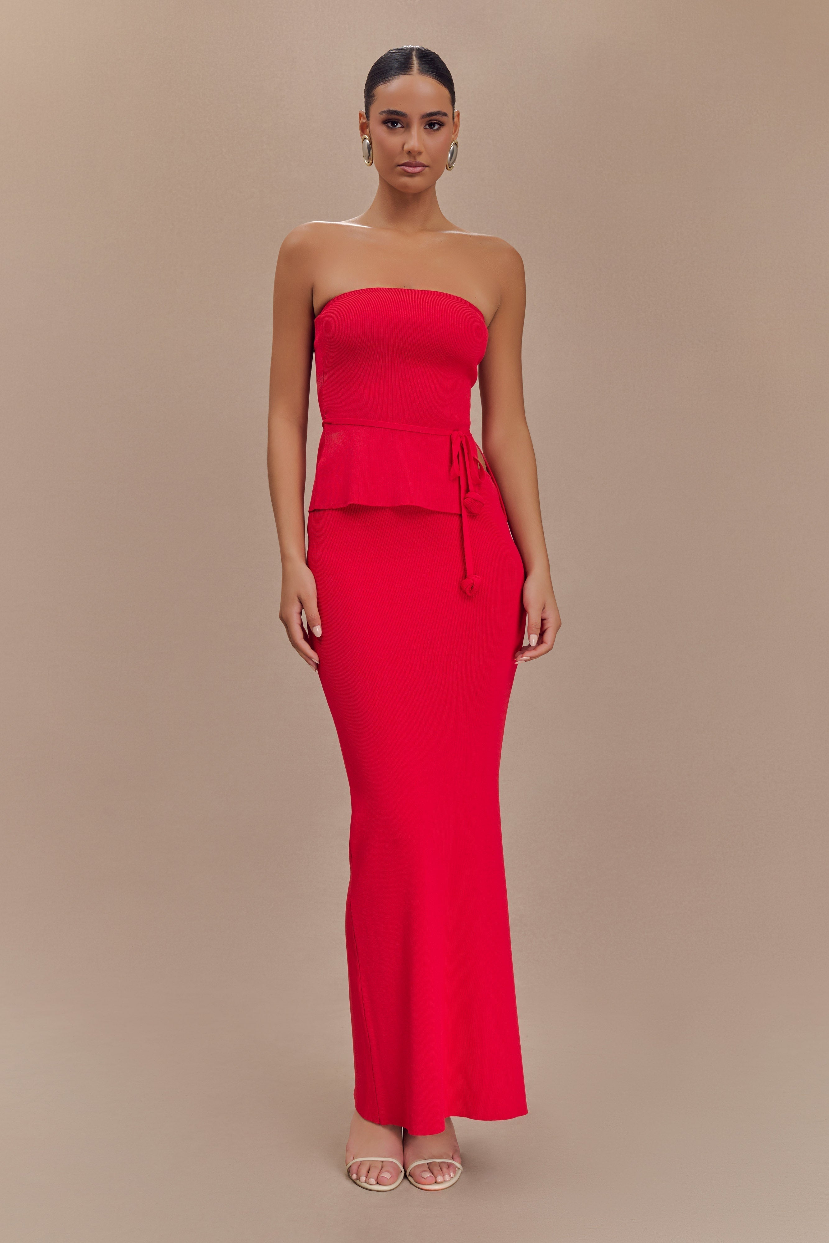 Φούστα Keaton Fishtail Knit Maxi - Κόκκινη