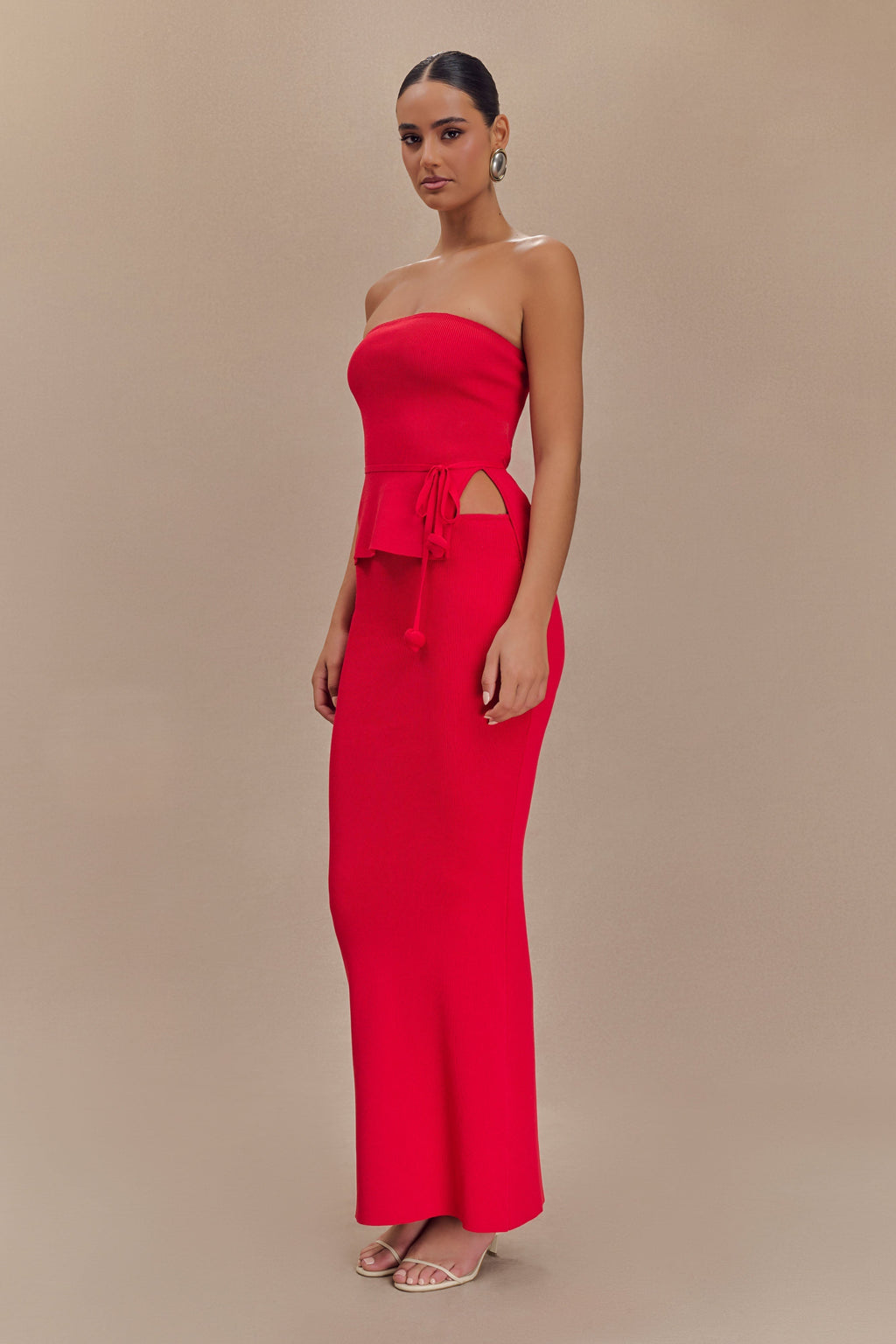 Φούστα Keaton Fishtail Knit Maxi - Κόκκινη