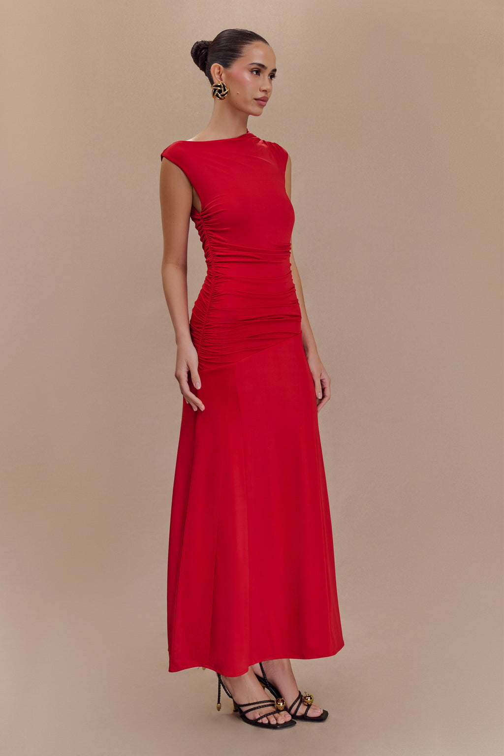 Navanna Ασύμμετρο Στενό Μίντι Φόρεμα - Κόκκινο