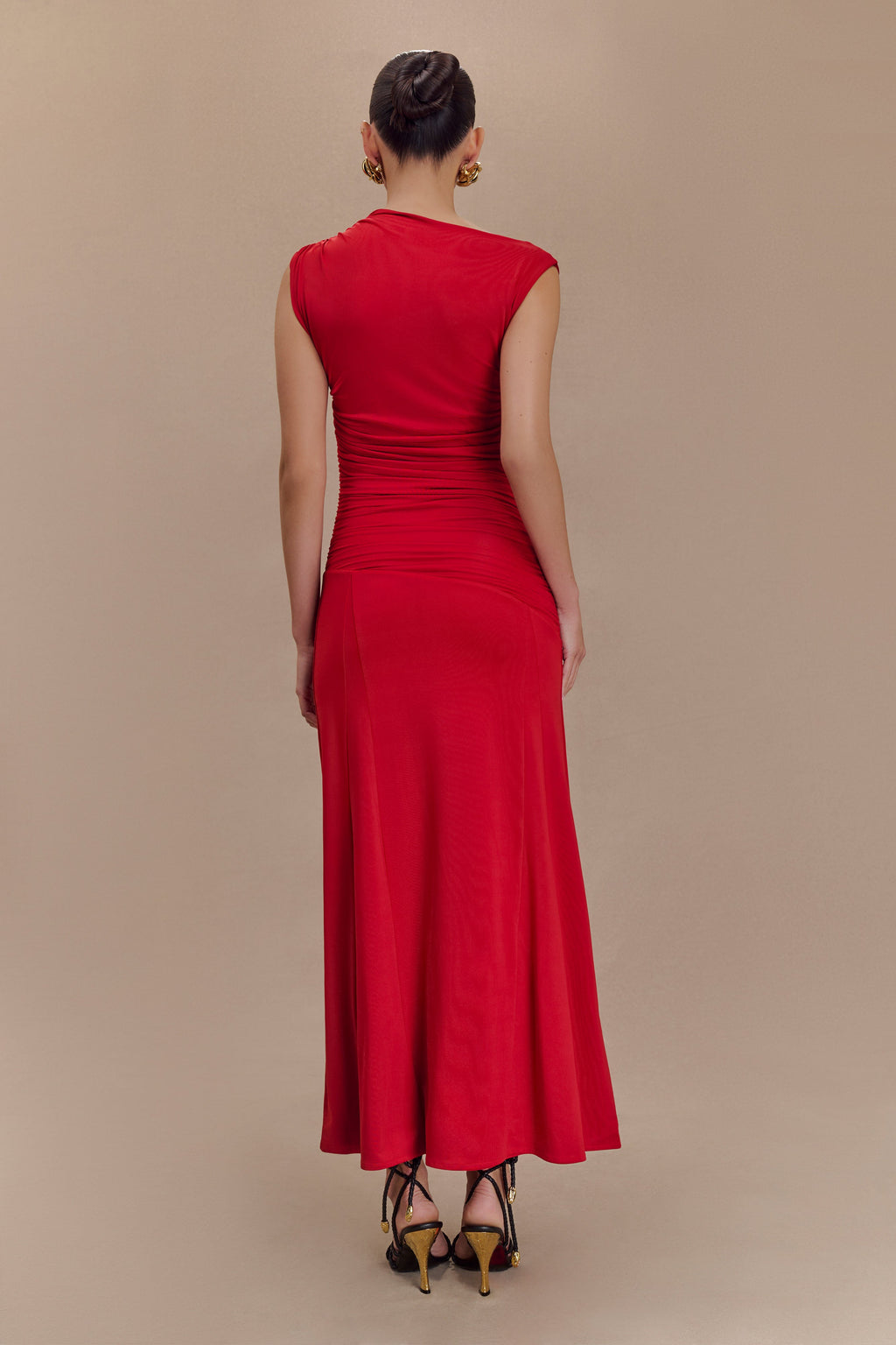 Navanna Ασύμμετρο Στενό Μίντι Φόρεμα - Κόκκινο