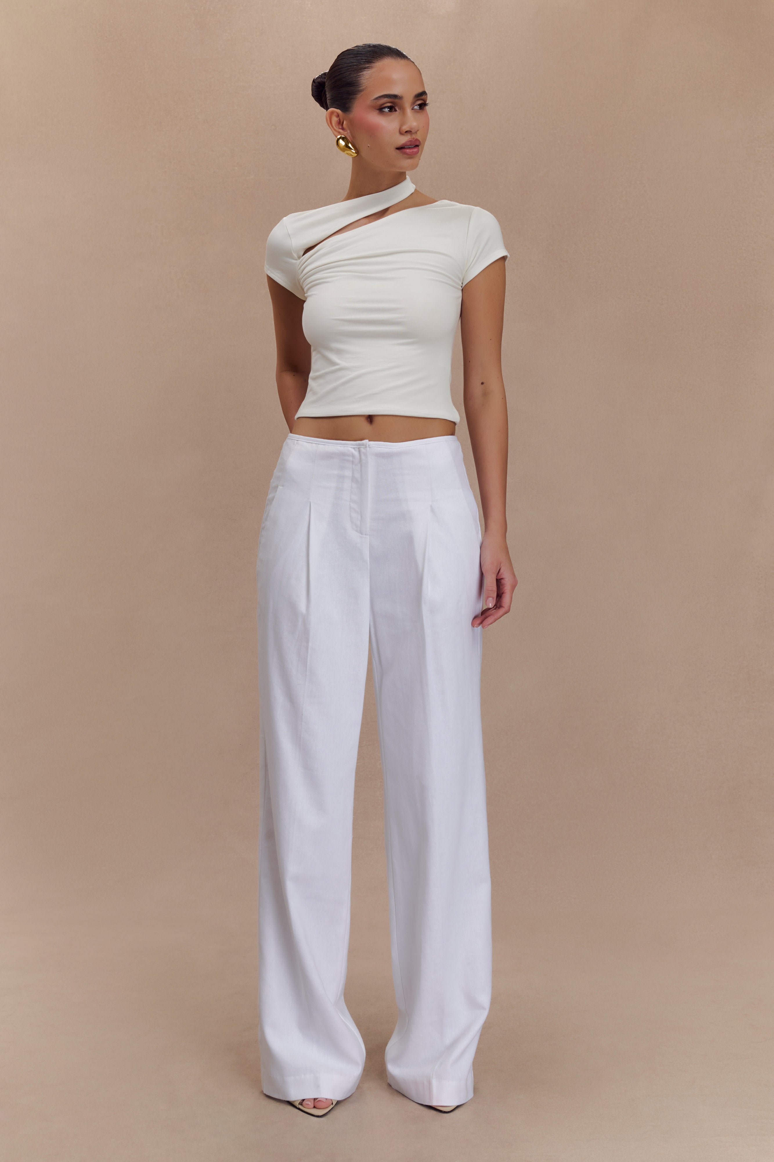 Aurelie Κοντομάνικο Μπλούζα Με Κοφτό Κούρεμα - Ιβουάρ