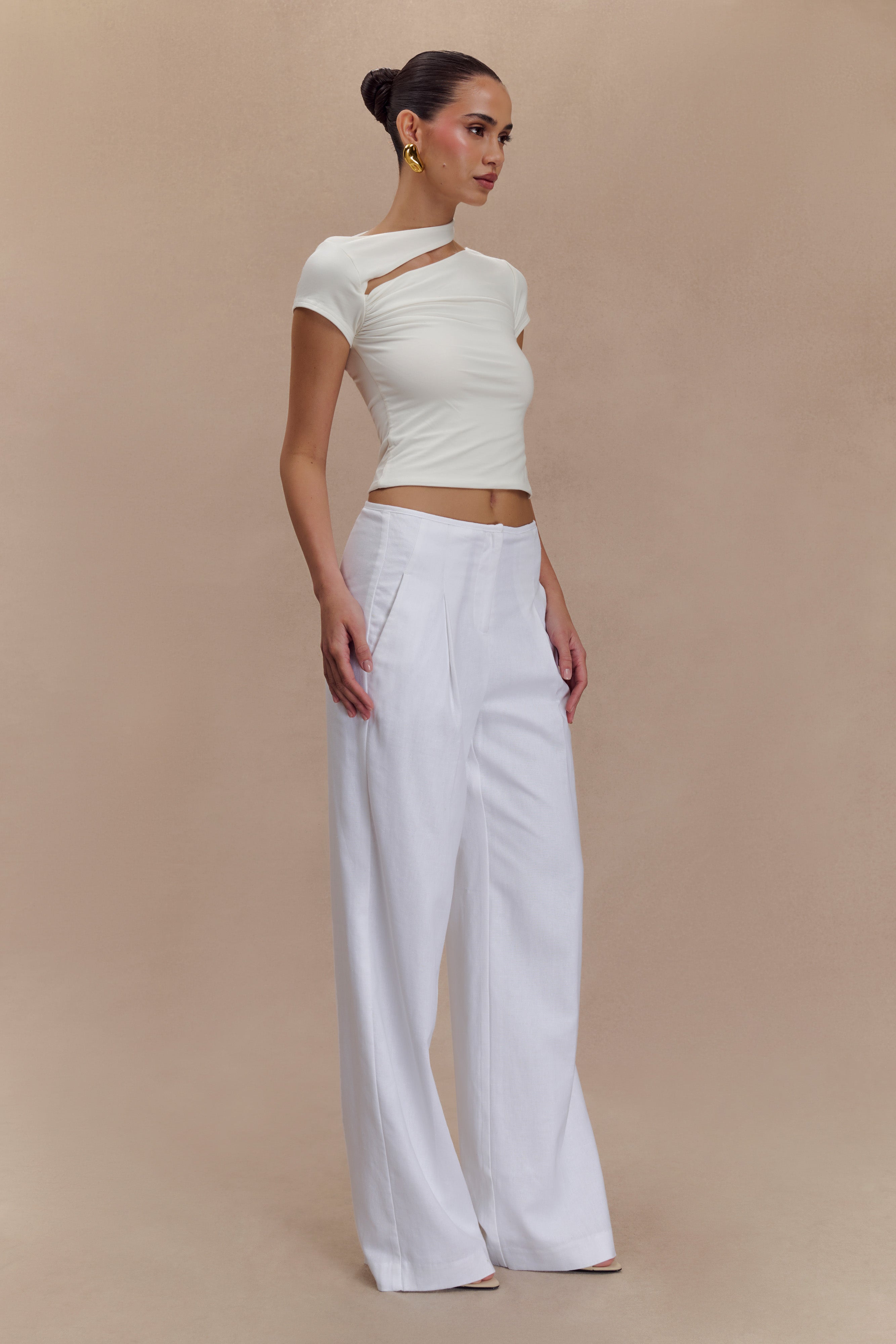 Aurelie Κοντομάνικο Μπλούζα Με Κοφτό Κούρεμα - Ιβουάρ