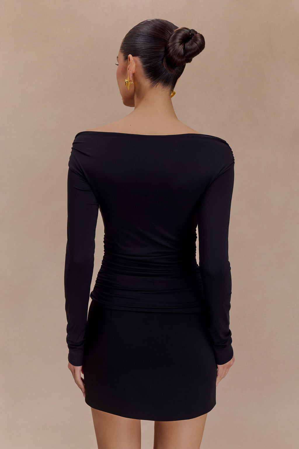 Jaden Μπλούζα Από Νάιλον Με Έξω Ώμους, Διπλής Όψης - Μαύρο