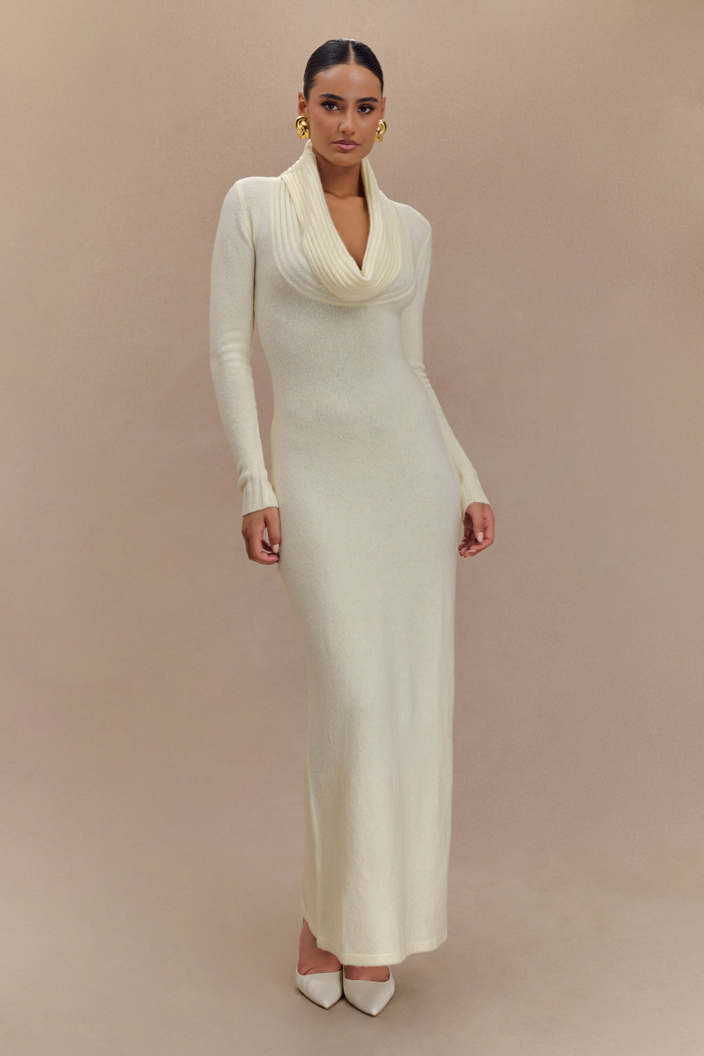 Φόρεμα Alessandra Με Διπλή Πλέξη Και Μάξι Σχέδιο - Ivory Marle