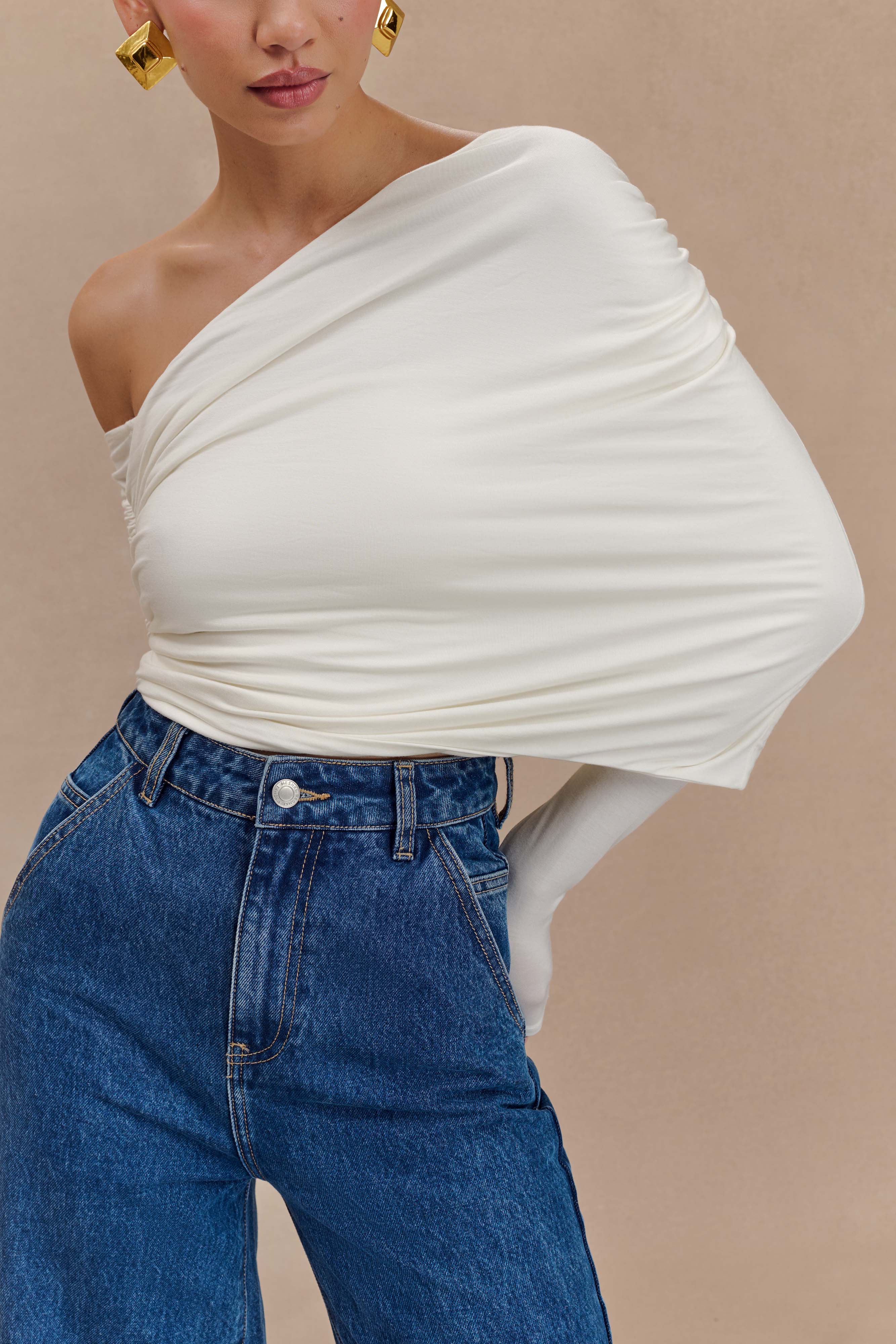 Μπλούζα Με Έναν Ώμο Corinna Modal - Ιβουάρ