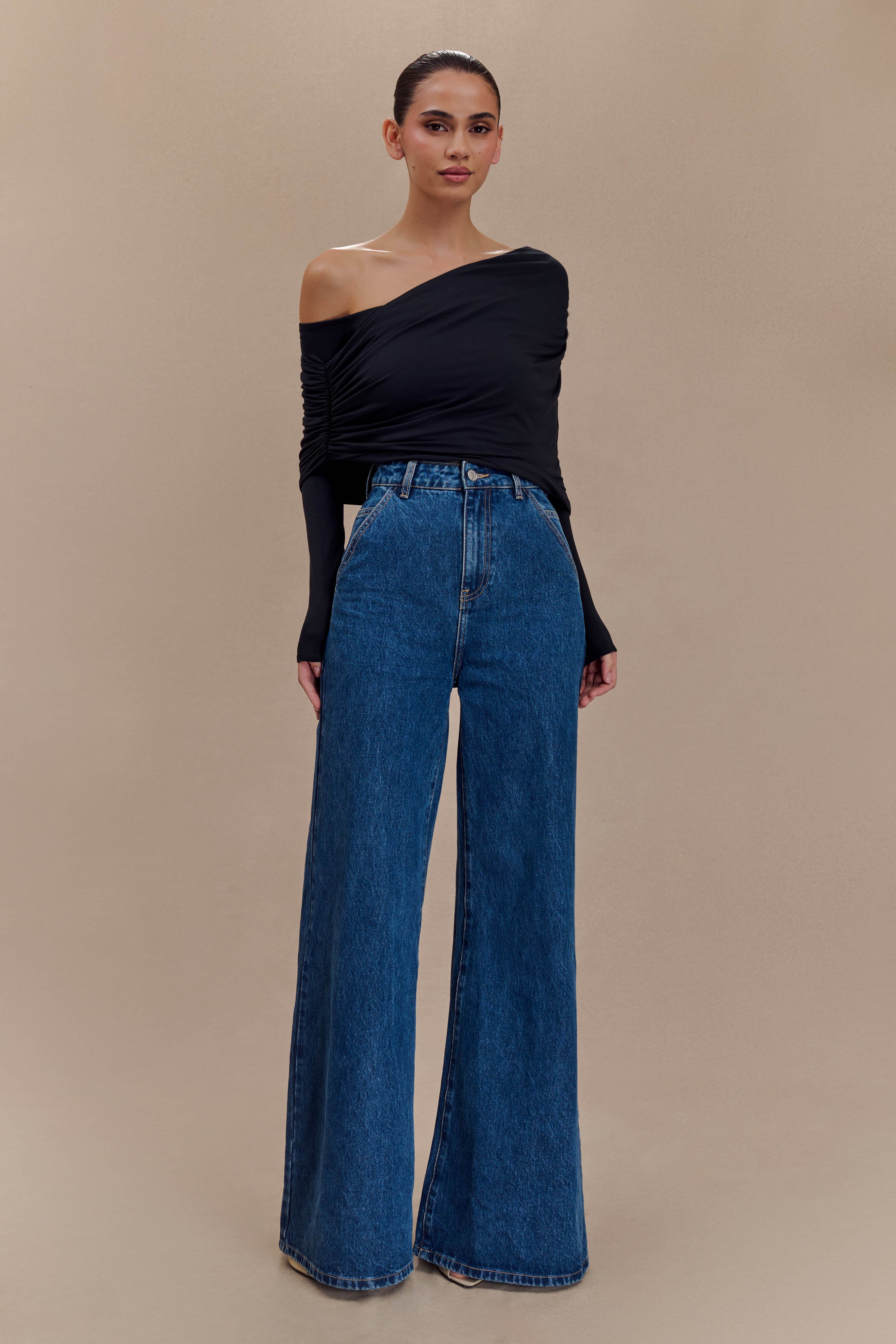 Μπλούζα Με Έναν Ώμο Corinna Modal - Μαύρο