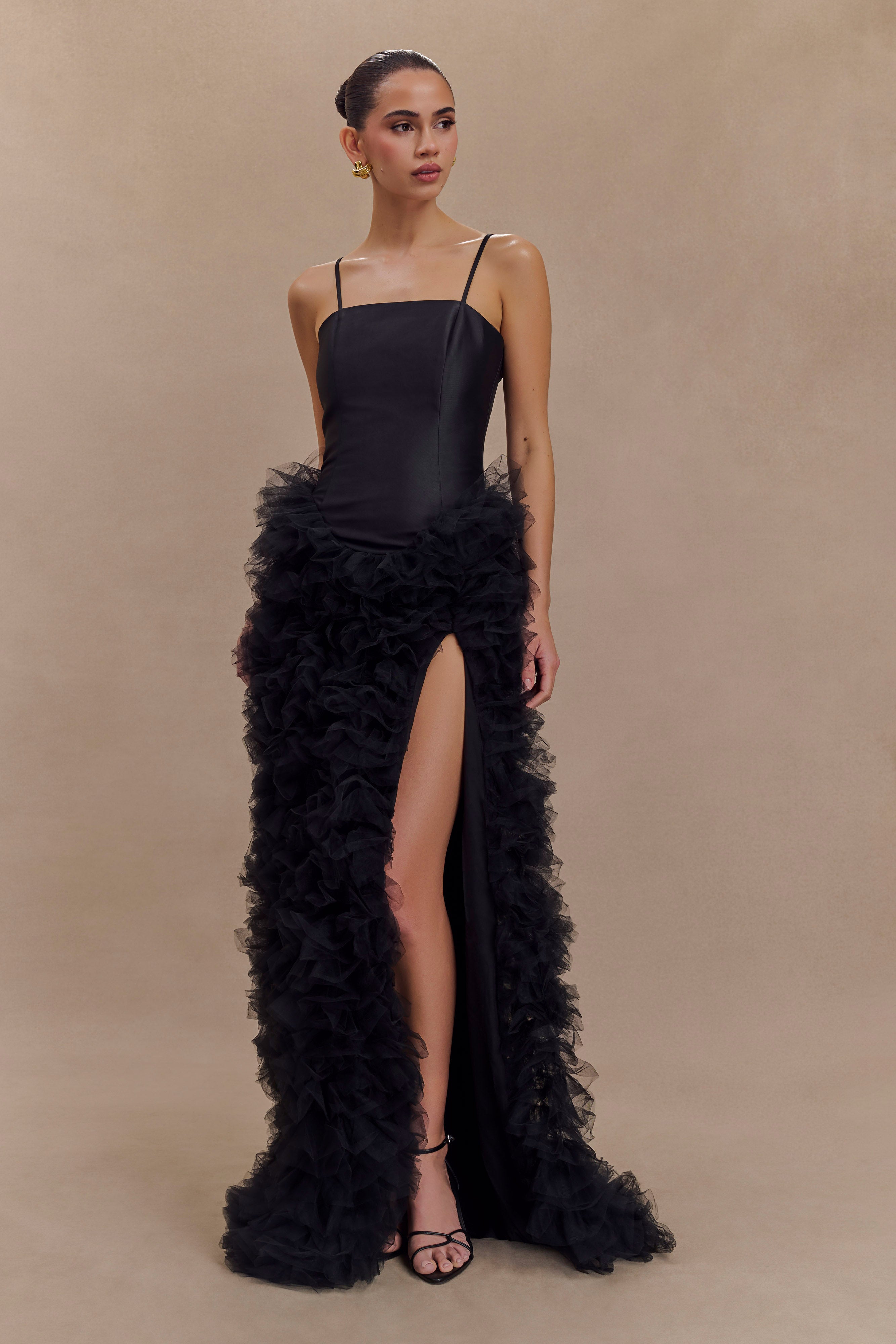 Φόρεμα Με Βολάν Και Στρώσεις Magnolia - Μαύρο