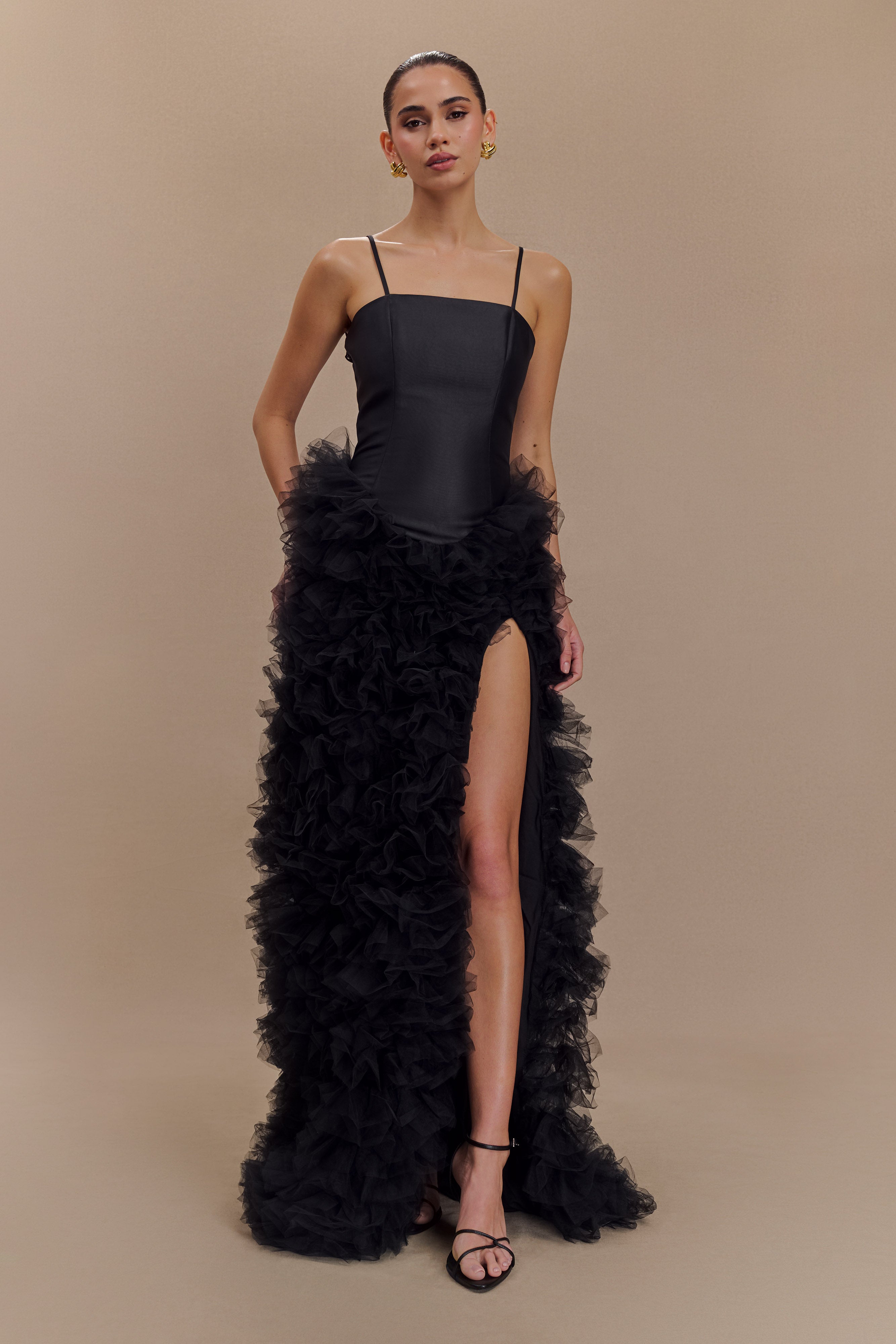 Φόρεμα Με Βολάν Και Στρώσεις Magnolia - Μαύρο