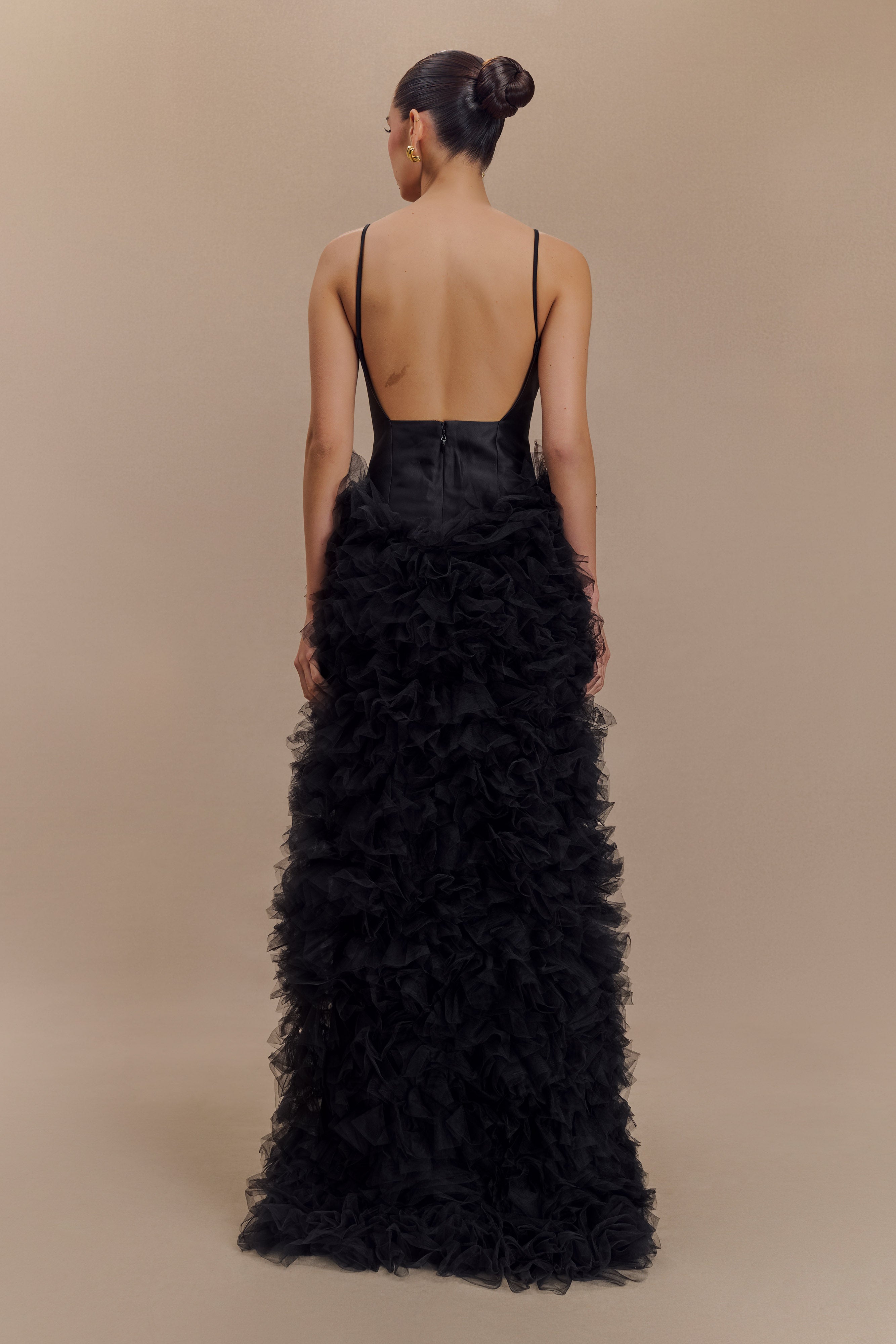 Φόρεμα Με Βολάν Και Στρώσεις Magnolia - Μαύρο