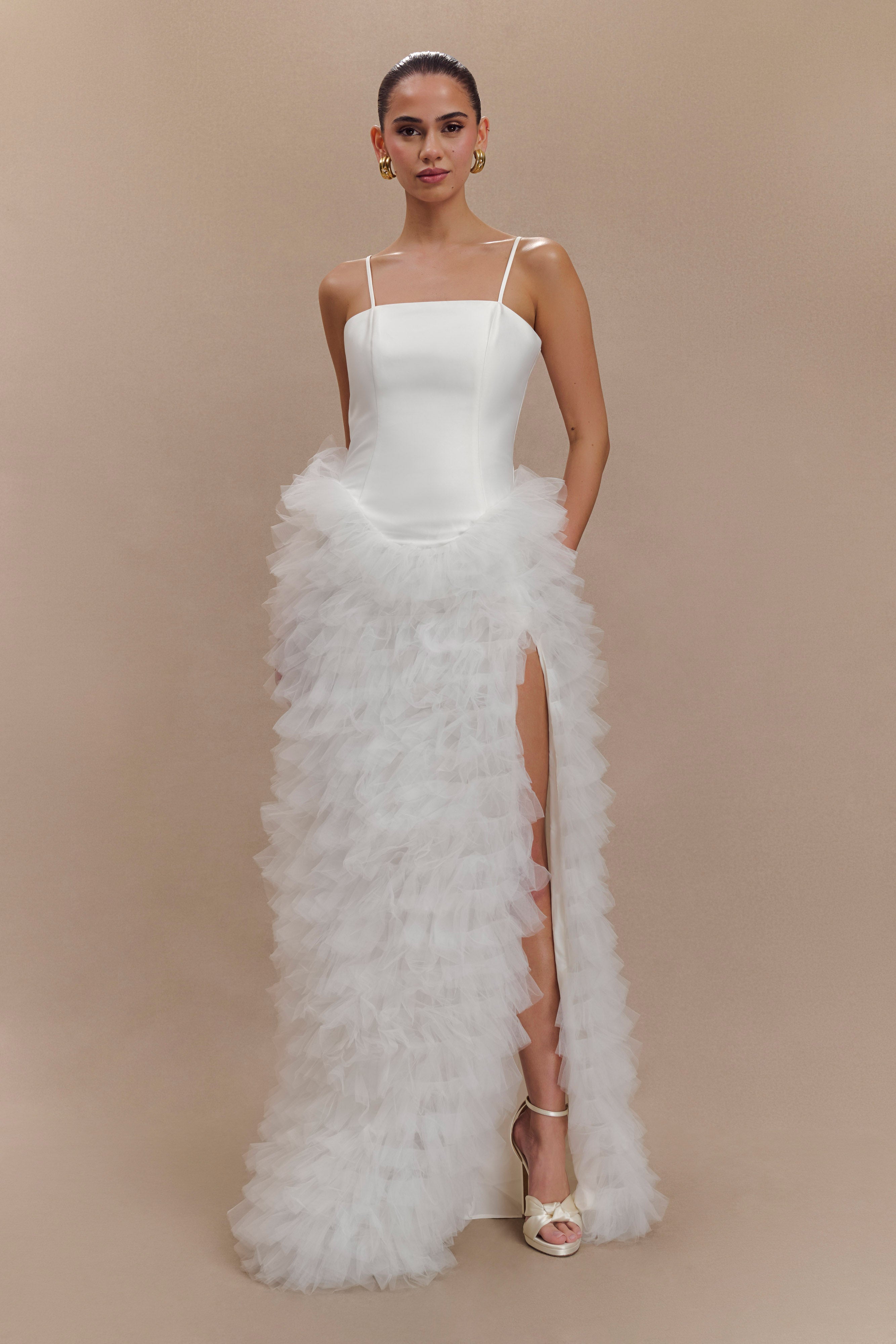 Φόρεμα Μάξι Με Στρώσεις Και Βολάν Magnolia - Ιβουάρ