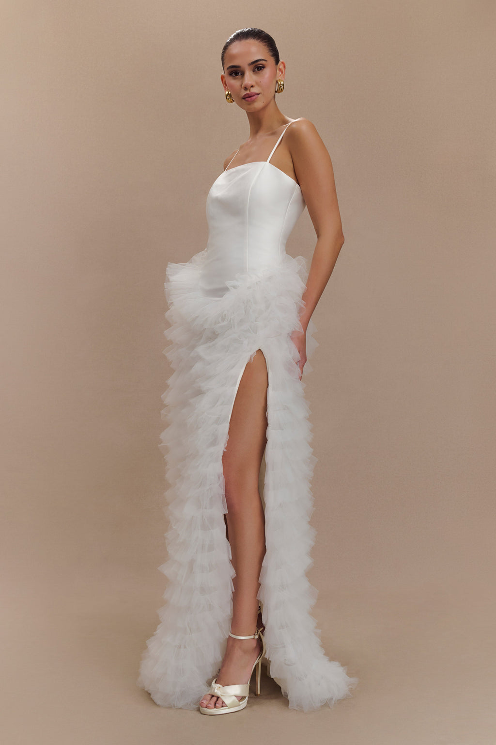 Φόρεμα Μάξι Με Στρώσεις Και Βολάν Magnolia - Ιβουάρ