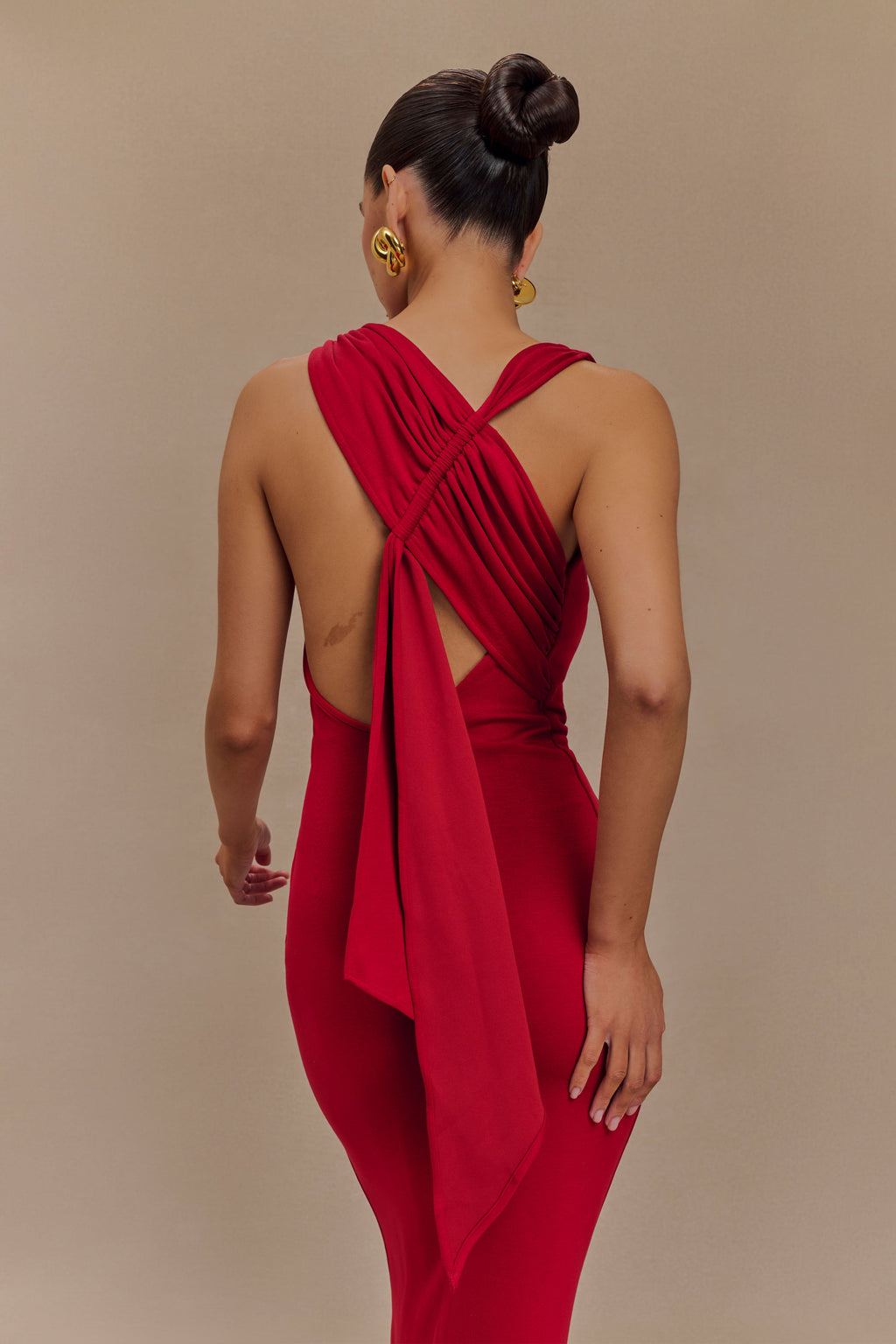 Φόρεμα Catelyn Asymmetric Scuba Jersey Midi - Ruby