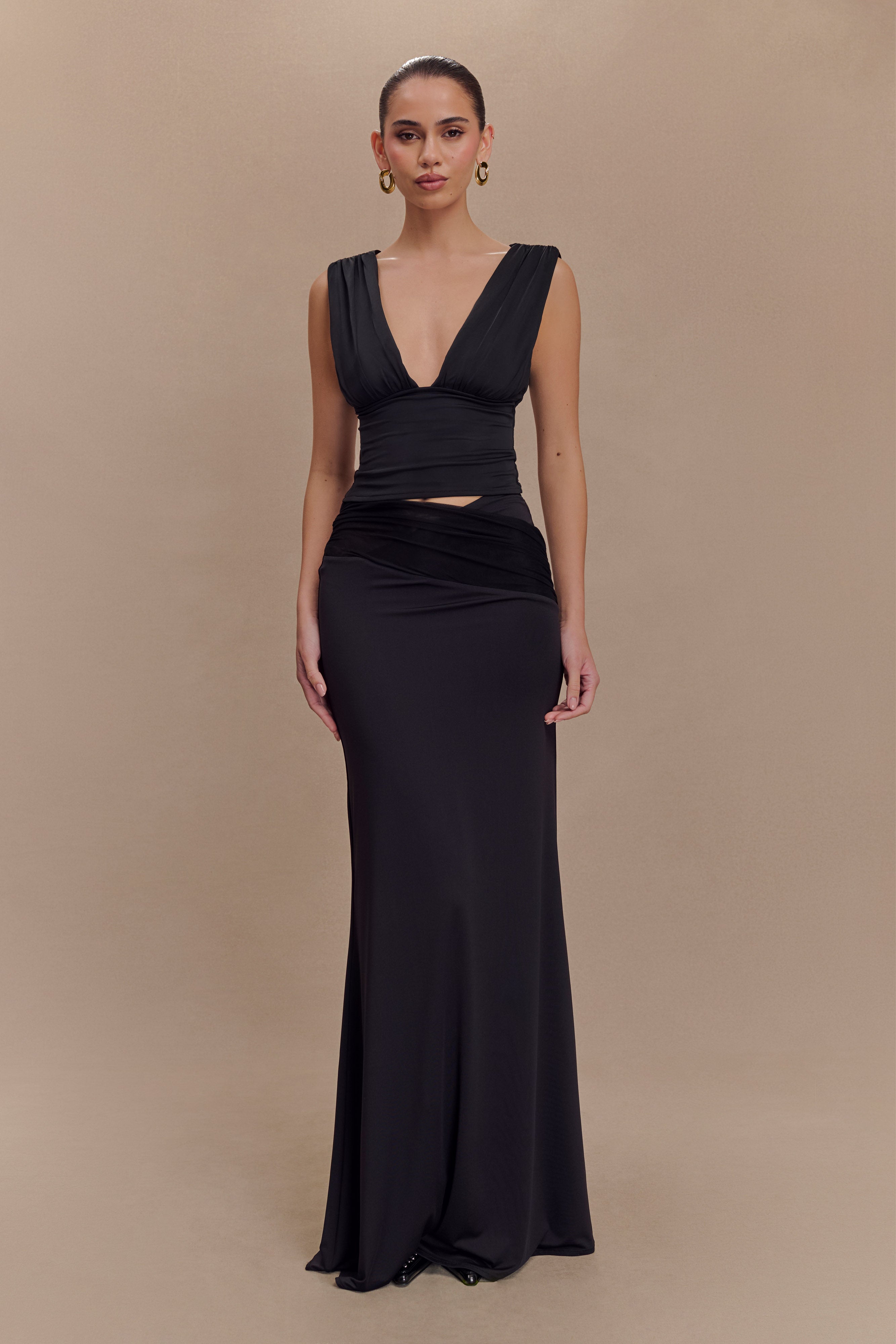 Kerrigan Slinky Lace Αμάνικο Μπλούζα - Μαύρο