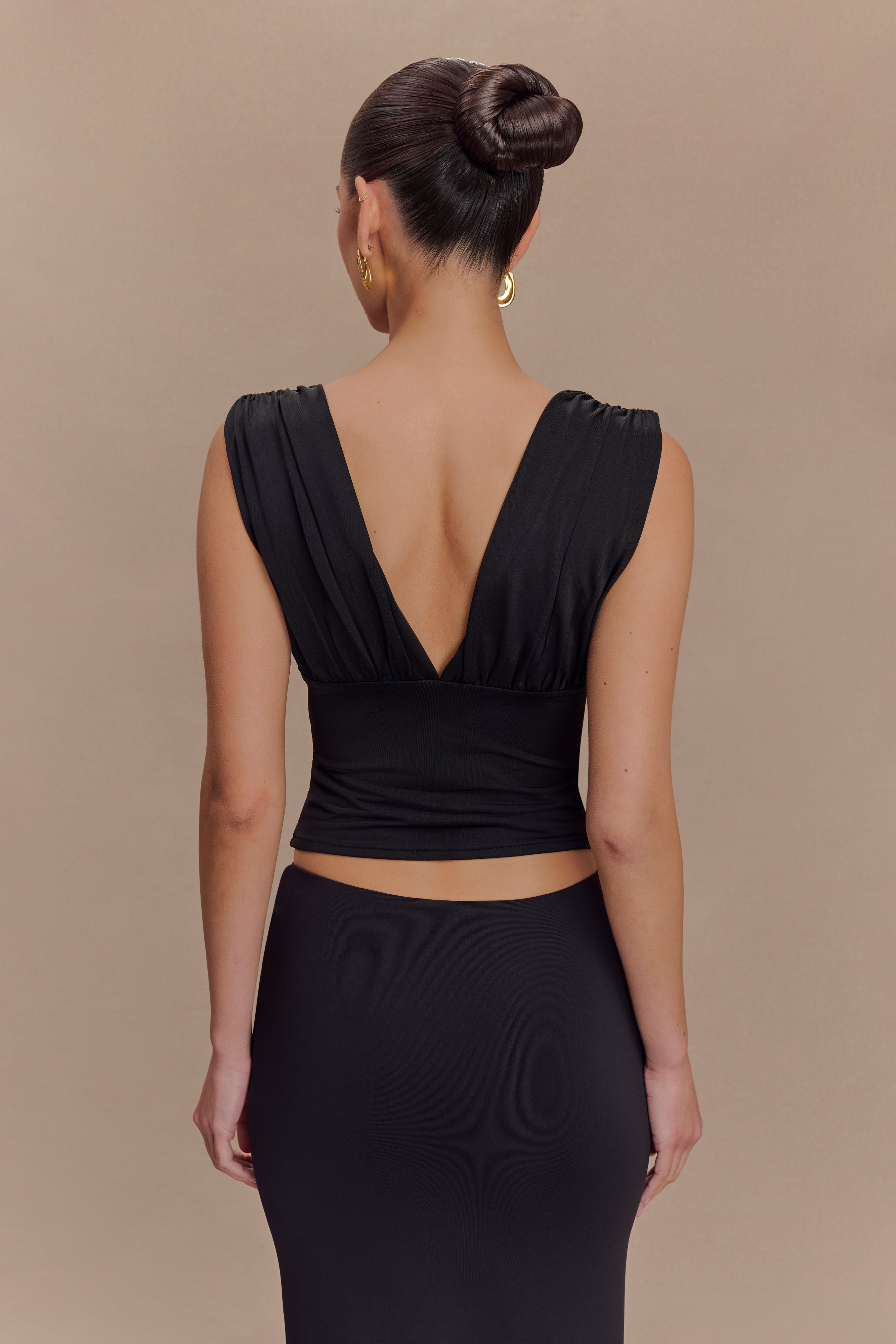 Kerrigan Slinky Lace Αμάνικο Μπλούζα - Μαύρο