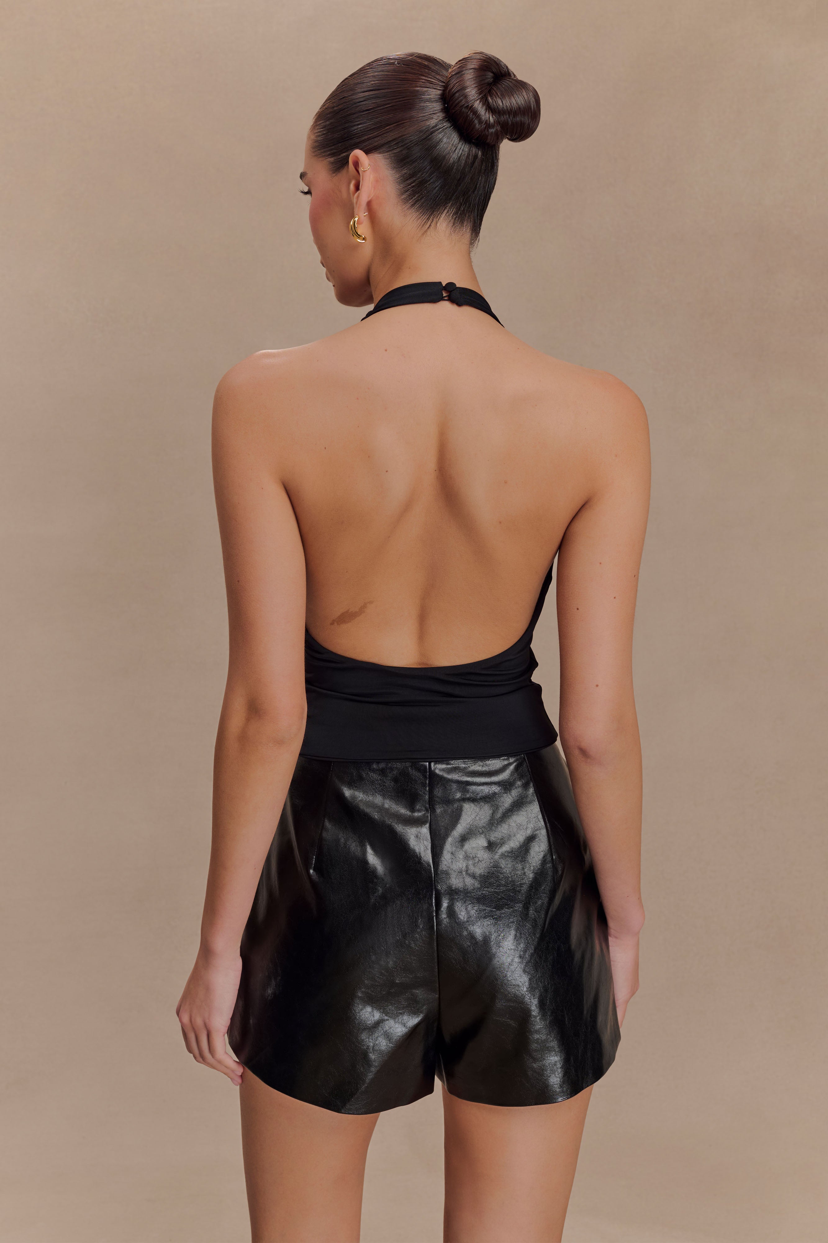 Linda Slinky Δαντελένιο Halter Μπλούζα - Μαύρο - Μαύρο