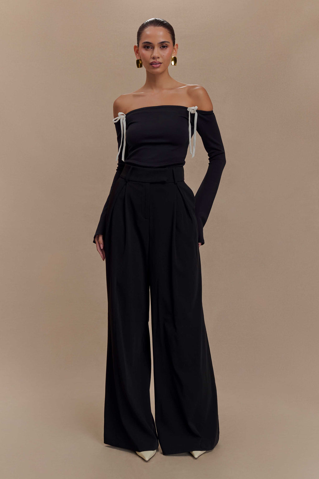 Marlene Scuba Jersey Μπλούζα Με Αντίθεση - Μαύρο/Λευκό