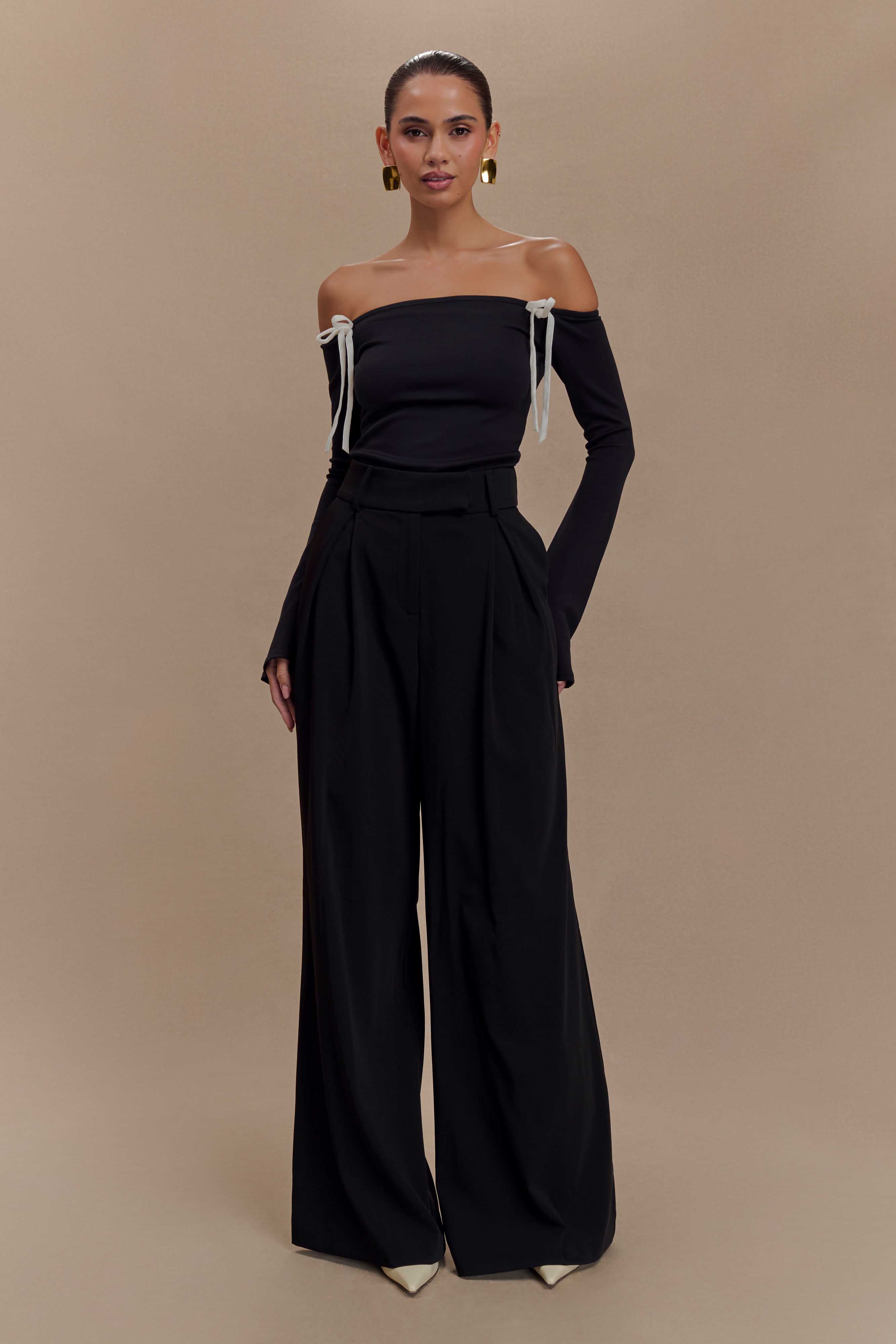 Marlene Scuba Jersey Μπλούζα Με Αντίθεση - Μαύρο/Λευκό