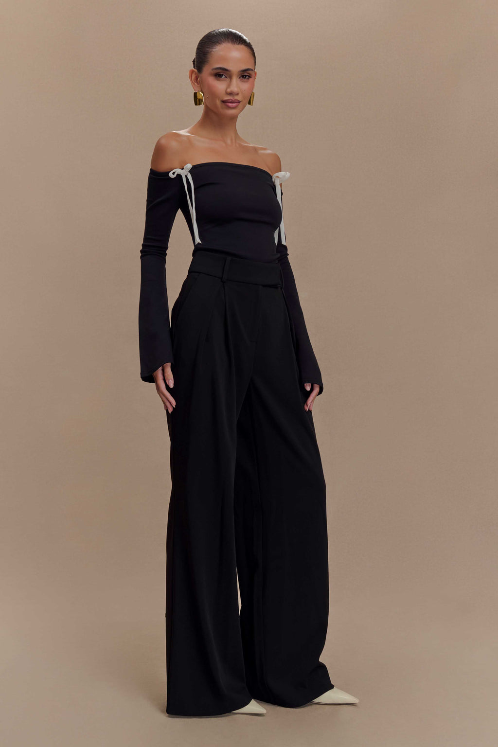 Marlene Scuba Jersey Μπλούζα Με Αντίθεση - Μαύρο/Λευκό