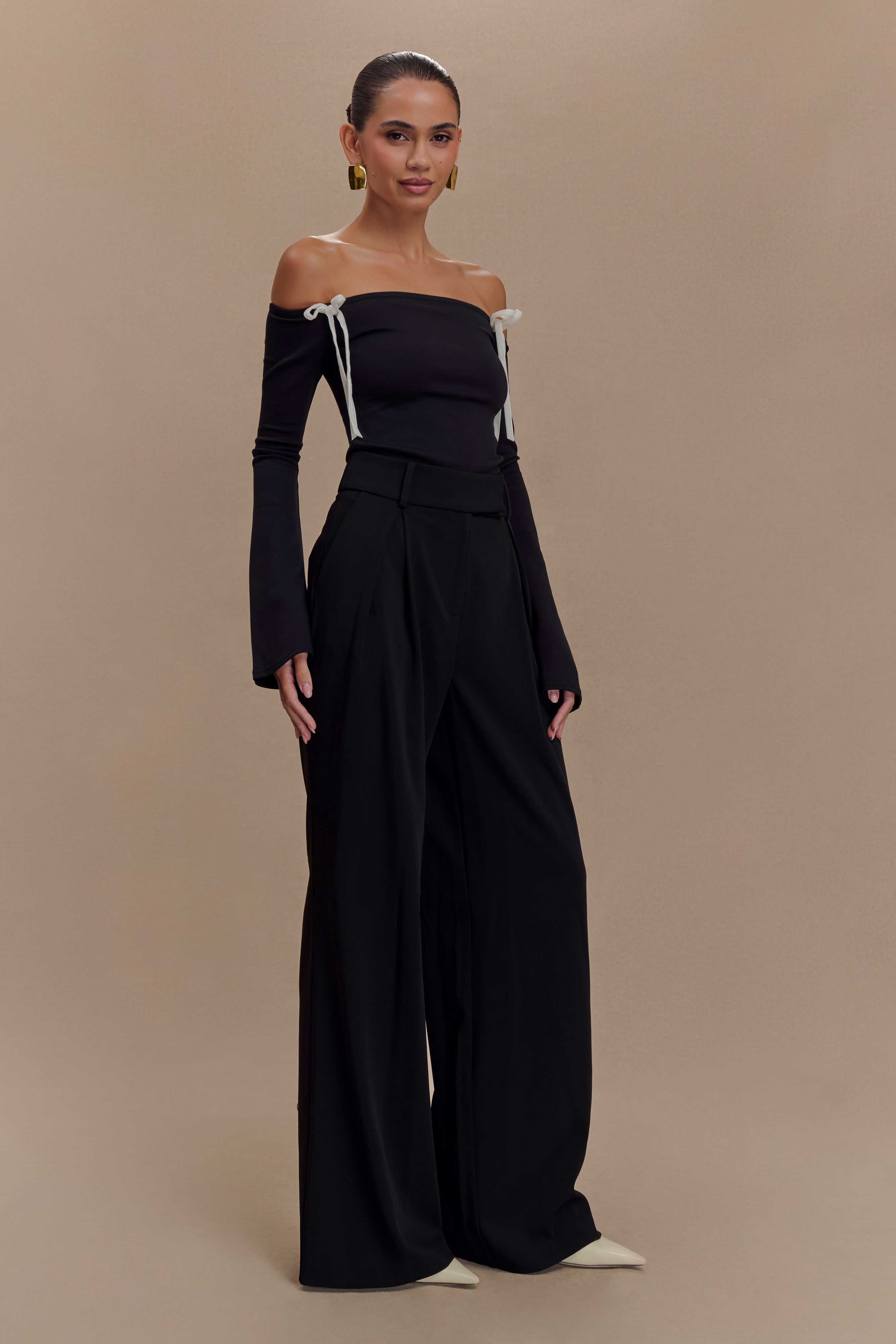 Marlene Scuba Jersey Μπλούζα Με Αντίθεση - Μαύρο/Λευκό