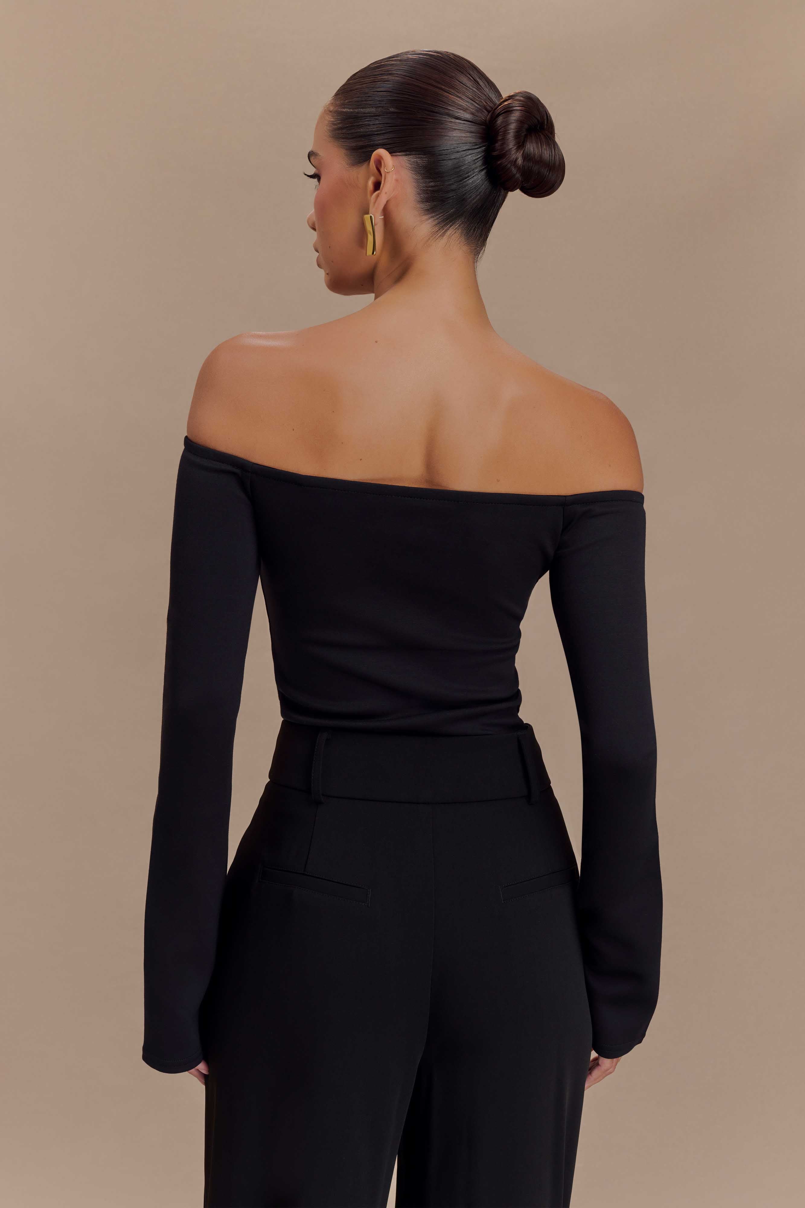 Marlene Scuba Jersey Μπλούζα Με Αντίθεση - Μαύρο/Λευκό