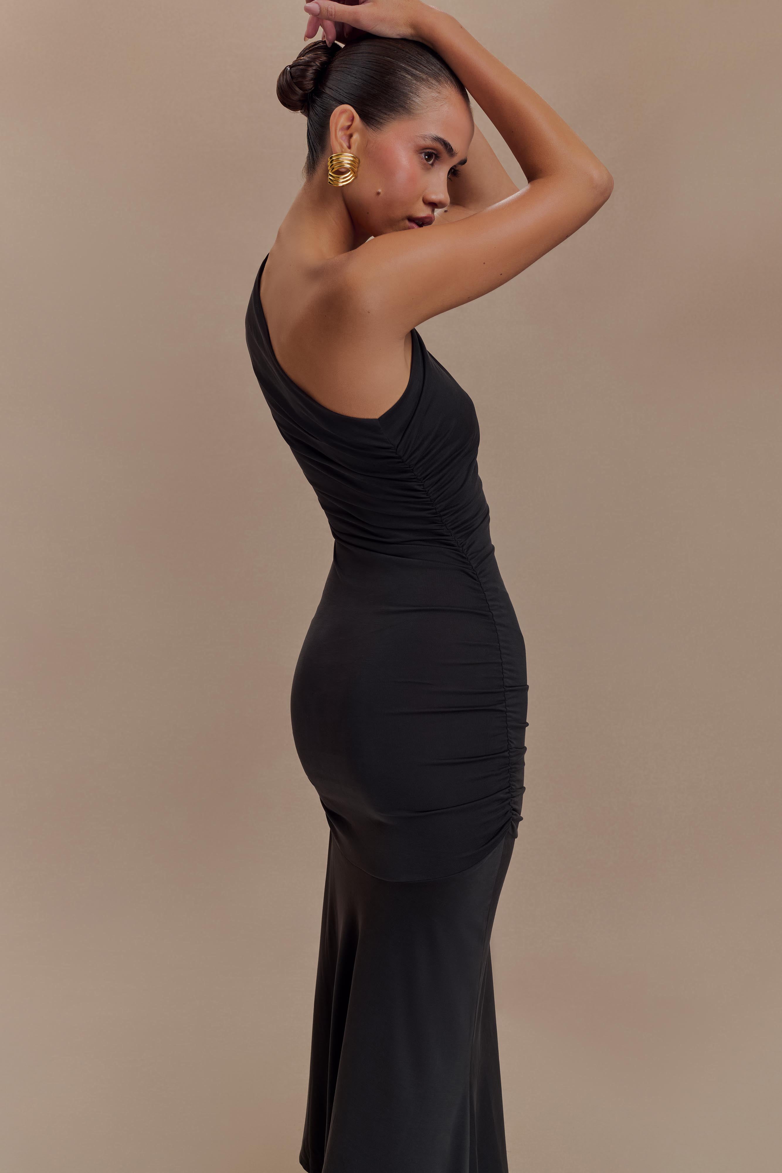 Φόρεμα Μίντι Με Έναν Ώμο Από Chloe Peach - Μαύρο